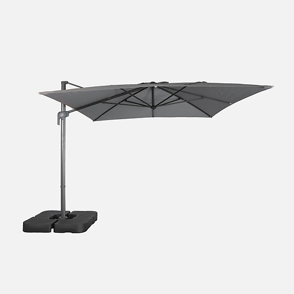 Parasol déporté rectangulaire 3x4m gris   dalles à lester 50x50cm - Antibes
