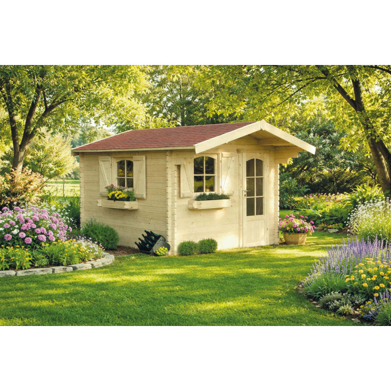 Abri de jardin en bois Servoz traité 40 mm 2,98 x 2,98 m SOLID