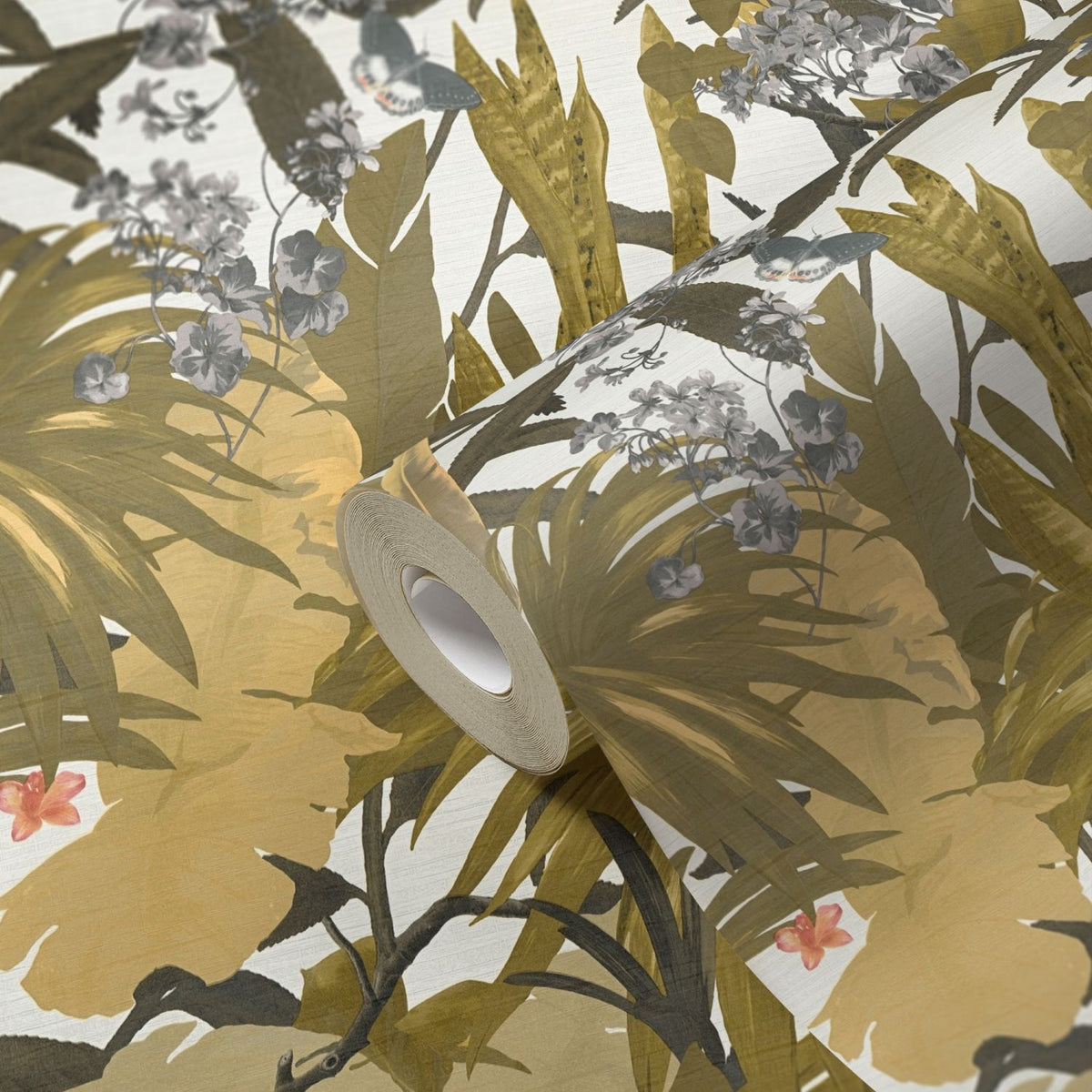Livingwalls behang jungle-motief groen, wit en grijs - 53 cm x 10.05 m - AS-385224