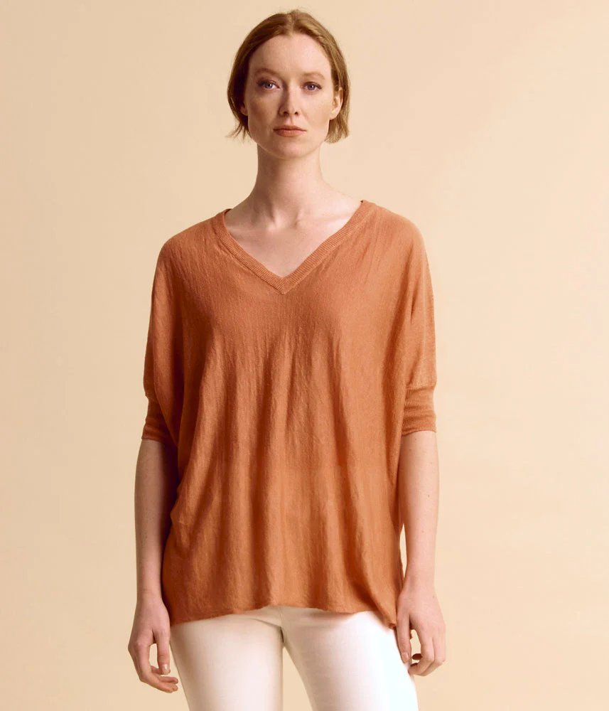 Pull maille fluide oversize en jersey de lin ATWIN85/85229/079
