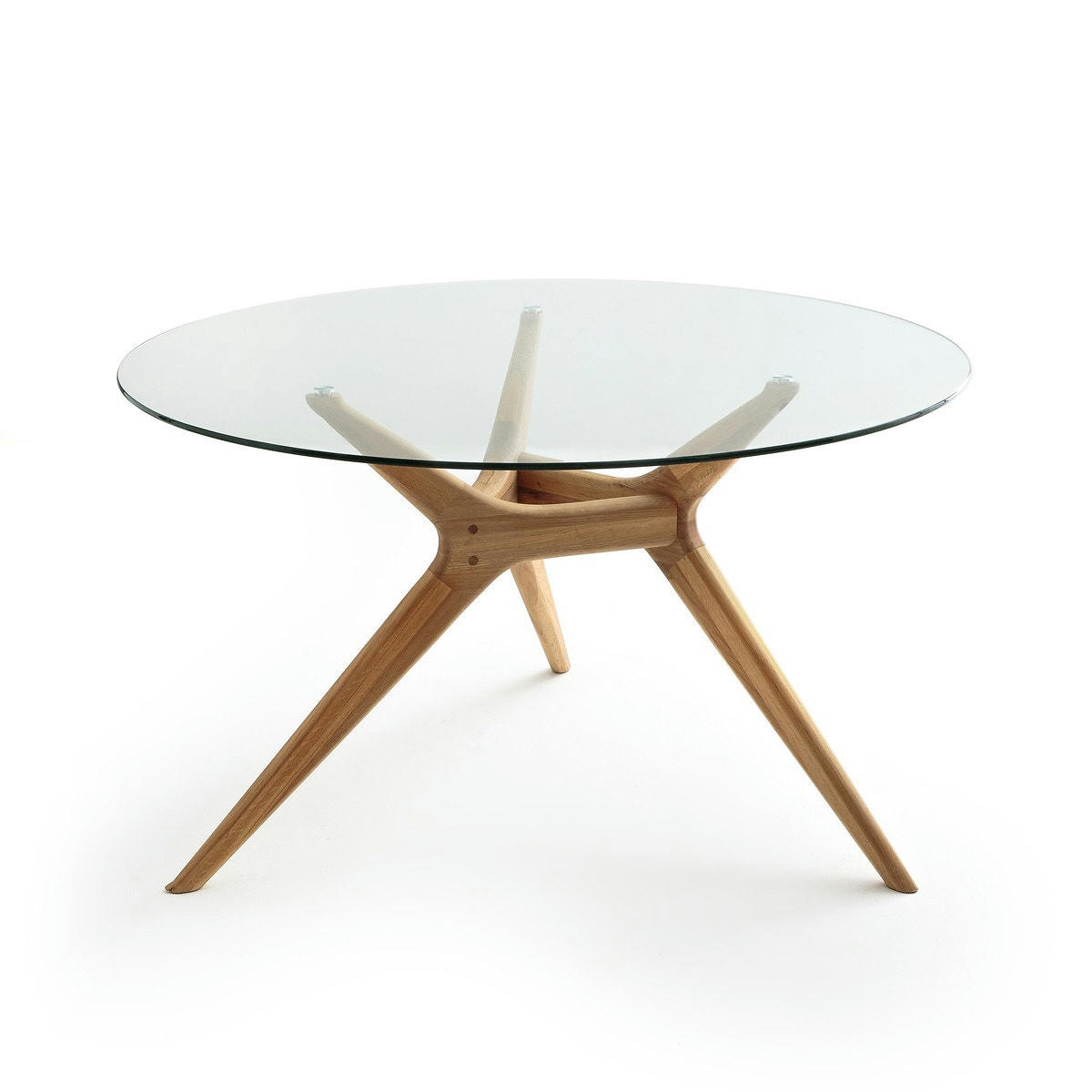 Table ronde verre/chêne, Maricielo