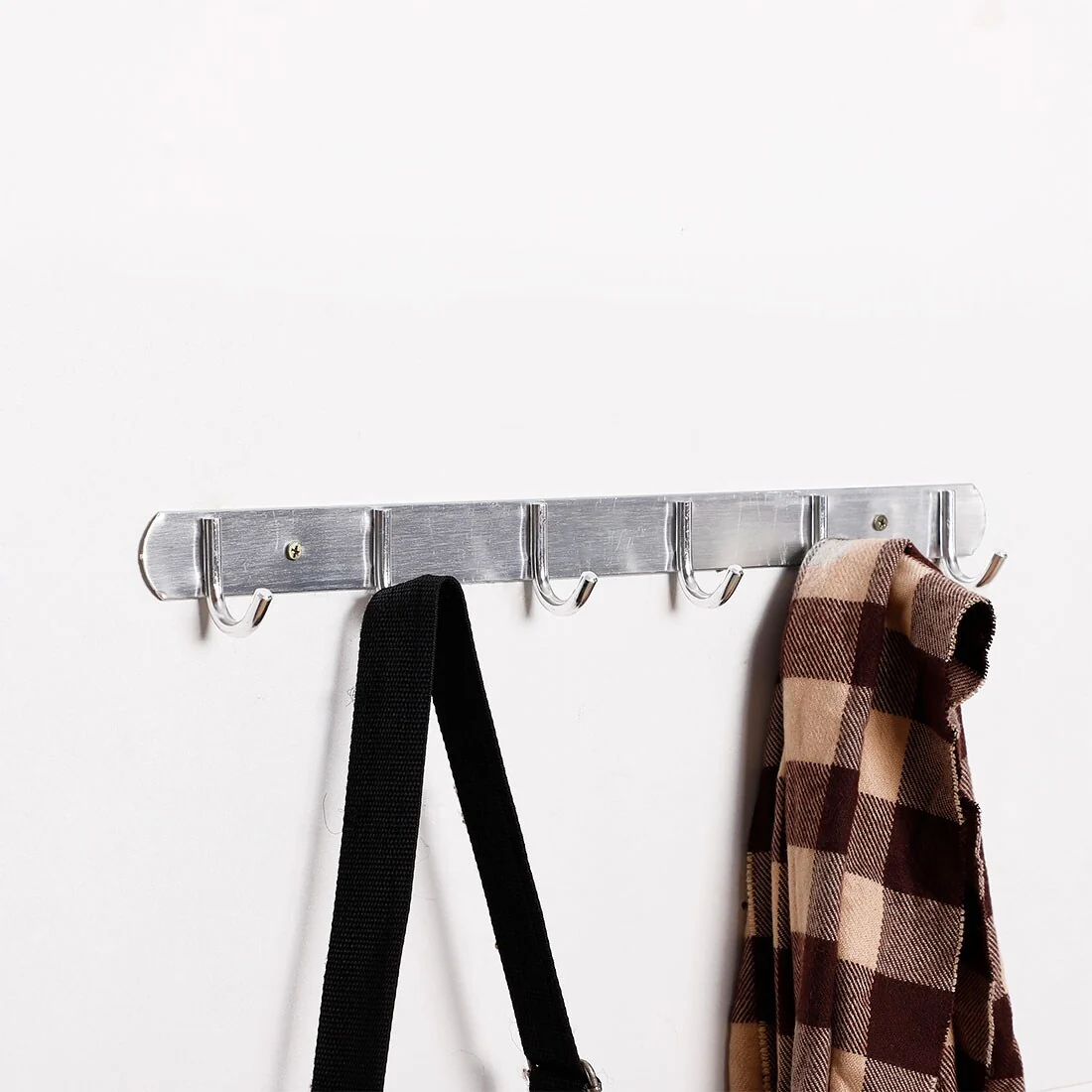 Wall Mounted Hooks Rack Metal Hat Towel Clothes Coat Hook Hanger - Silver Tone