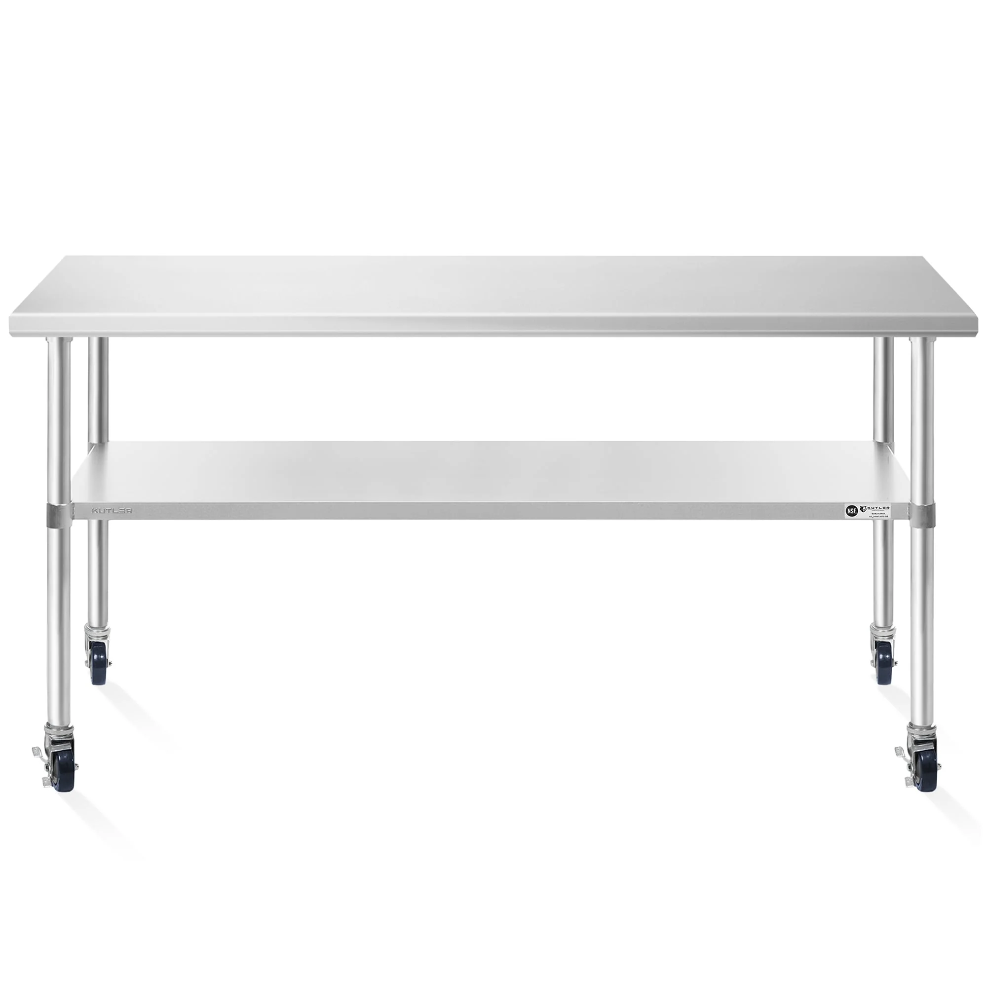 30 x 72in NSF Commercial Stainless Steel Prep and Work Table w Wheels - 30 x 72
