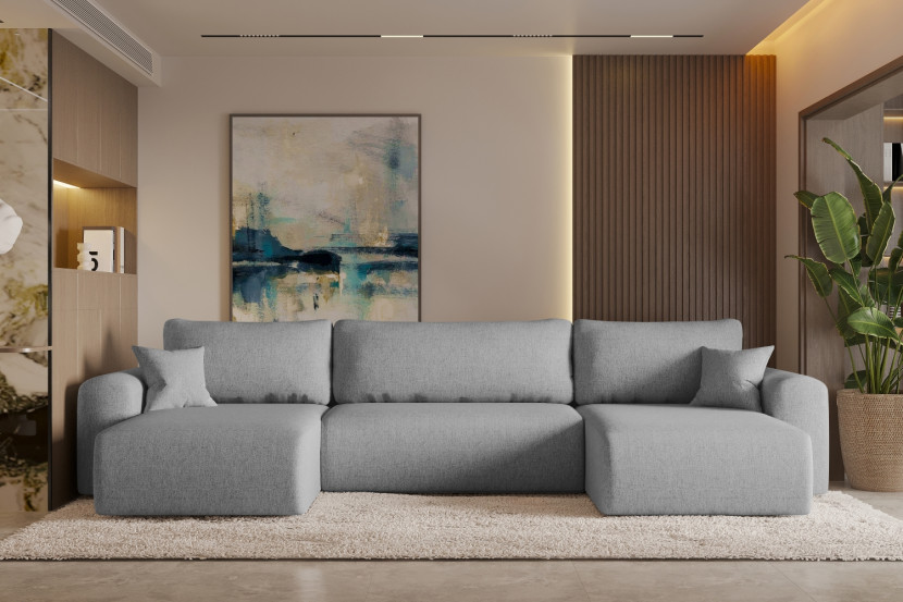 Sofa w kształcie U CAPRI narożnik, tkanina Verita, Szary