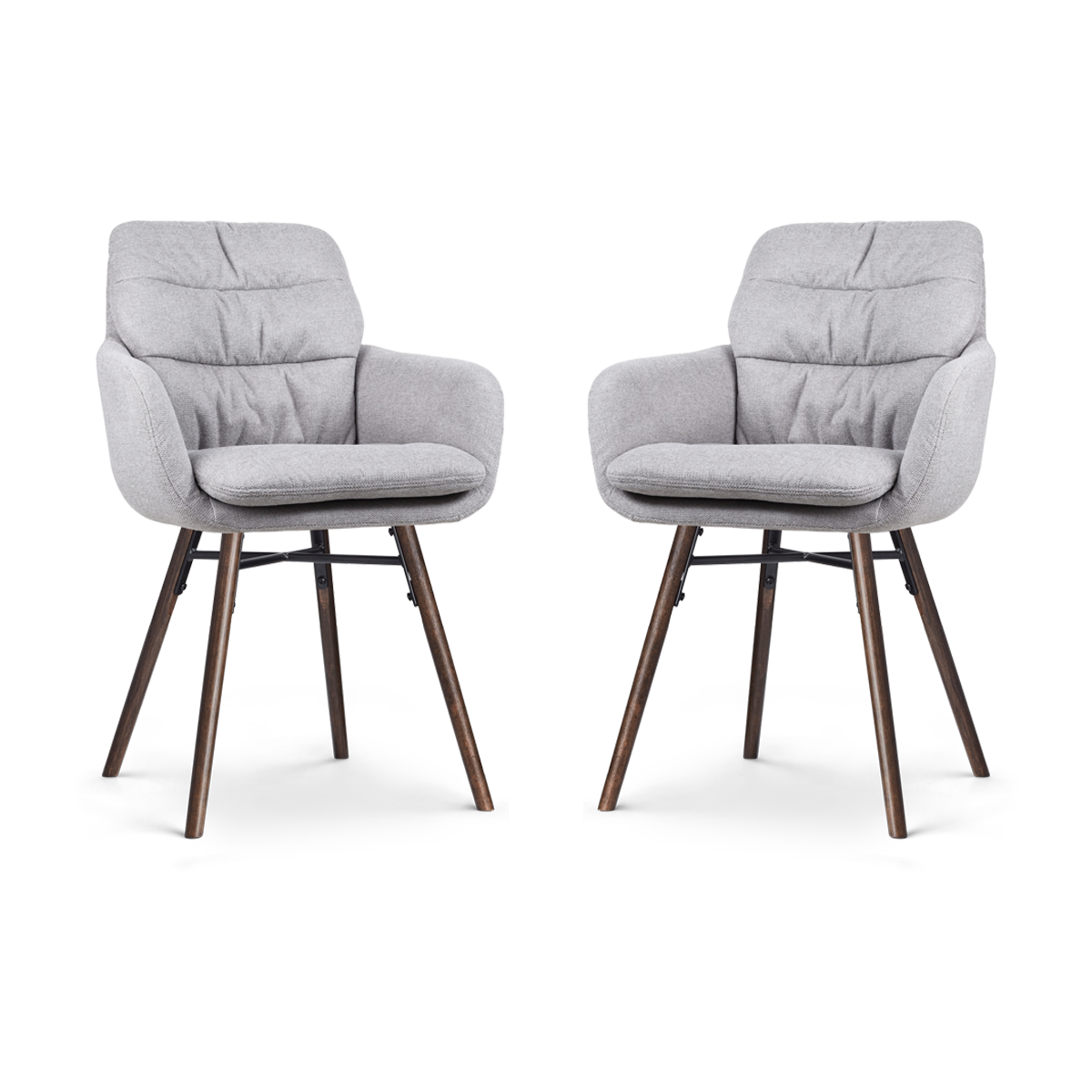 Nolon Nena-Mia Eetkamerstoelen Set van 2 - Grijs - Walnoot Hout