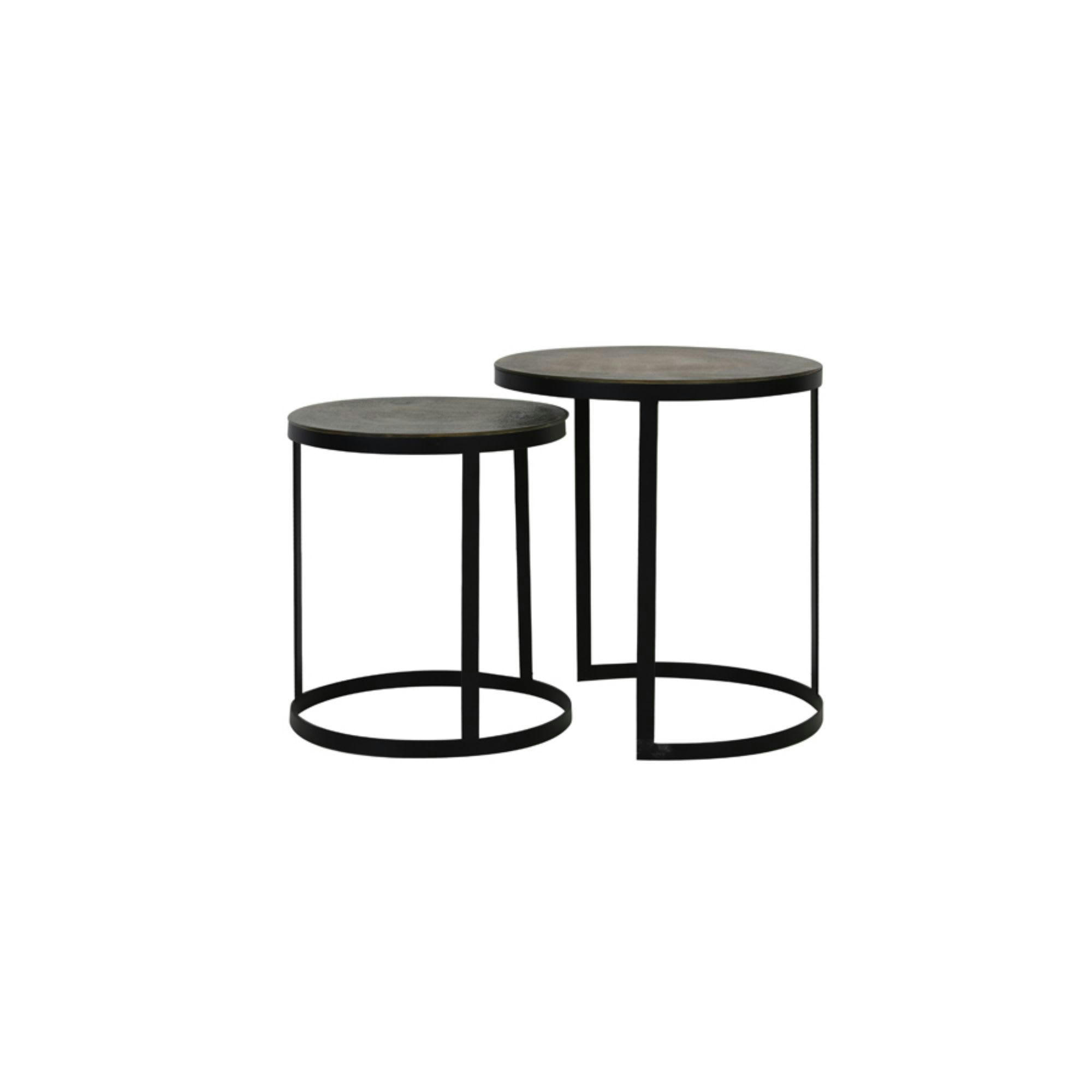 TRELO - Table d'appoint couleur or métal Ø49+Ø41cm