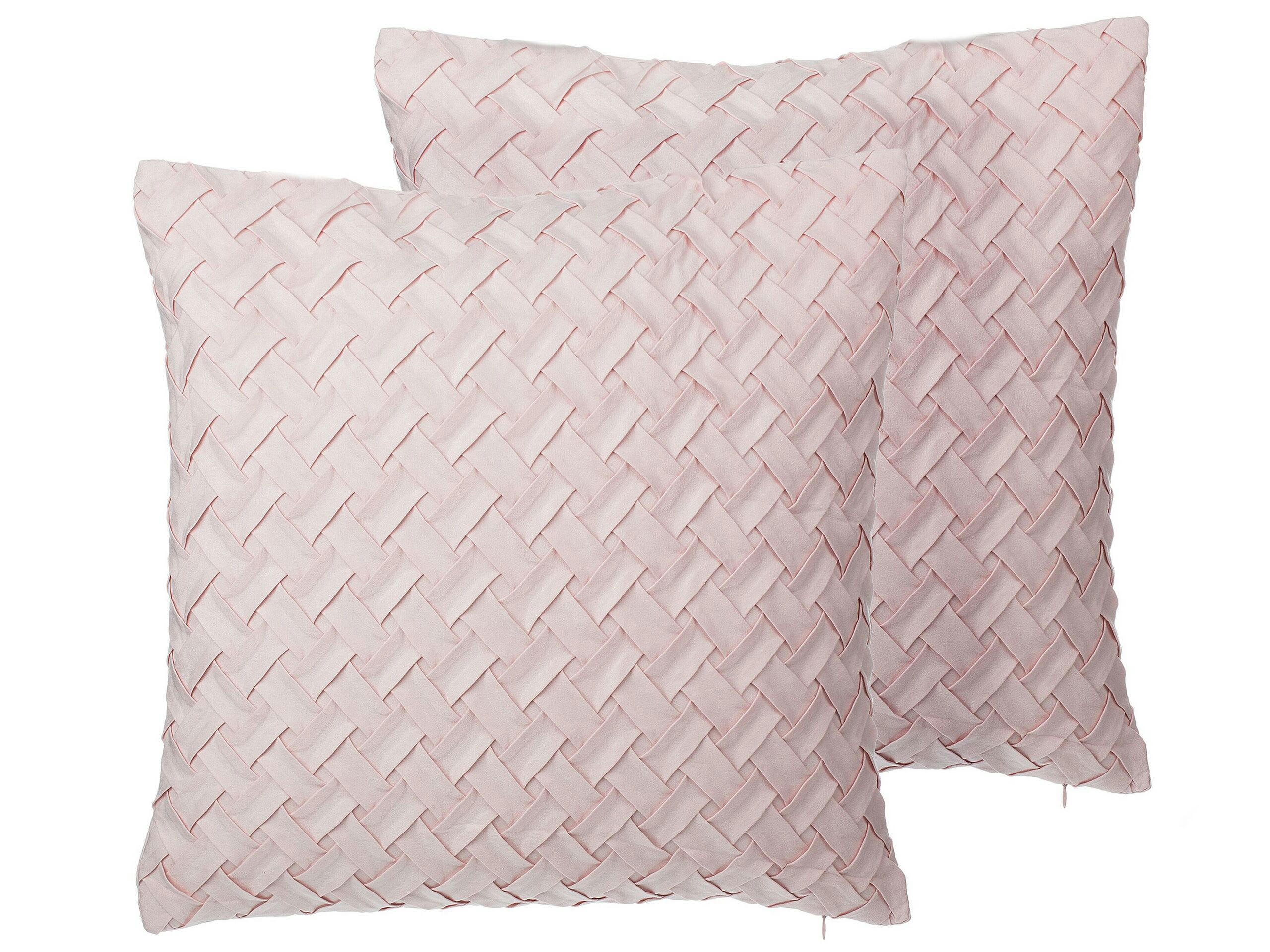 TITHONIA - Lot de 2 coussin décoratifs en tissu rose 45x12cm