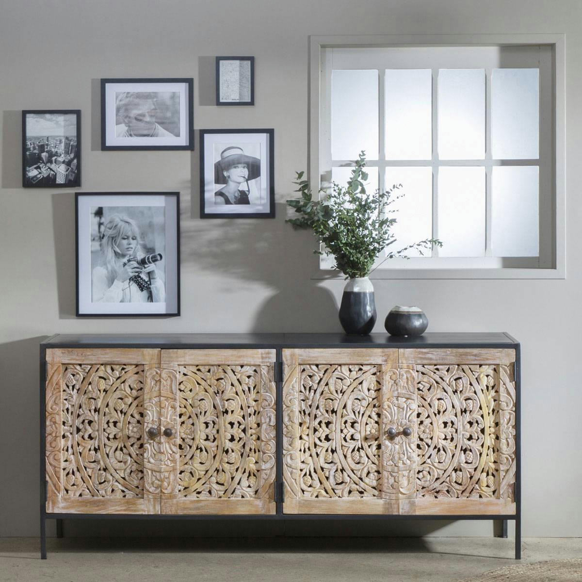 LILA - Buffet en métal blanc 178 cm
