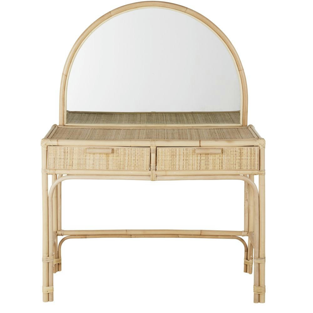 Bornéo - Coiffeuse 2 tiroirs et cannage en rotin