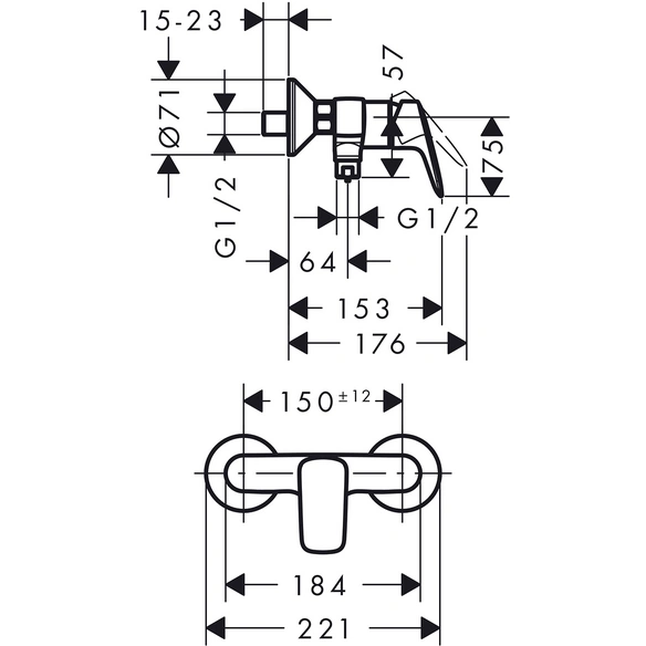 Duscharmatur »Logis«, Messing, glänzend, ½