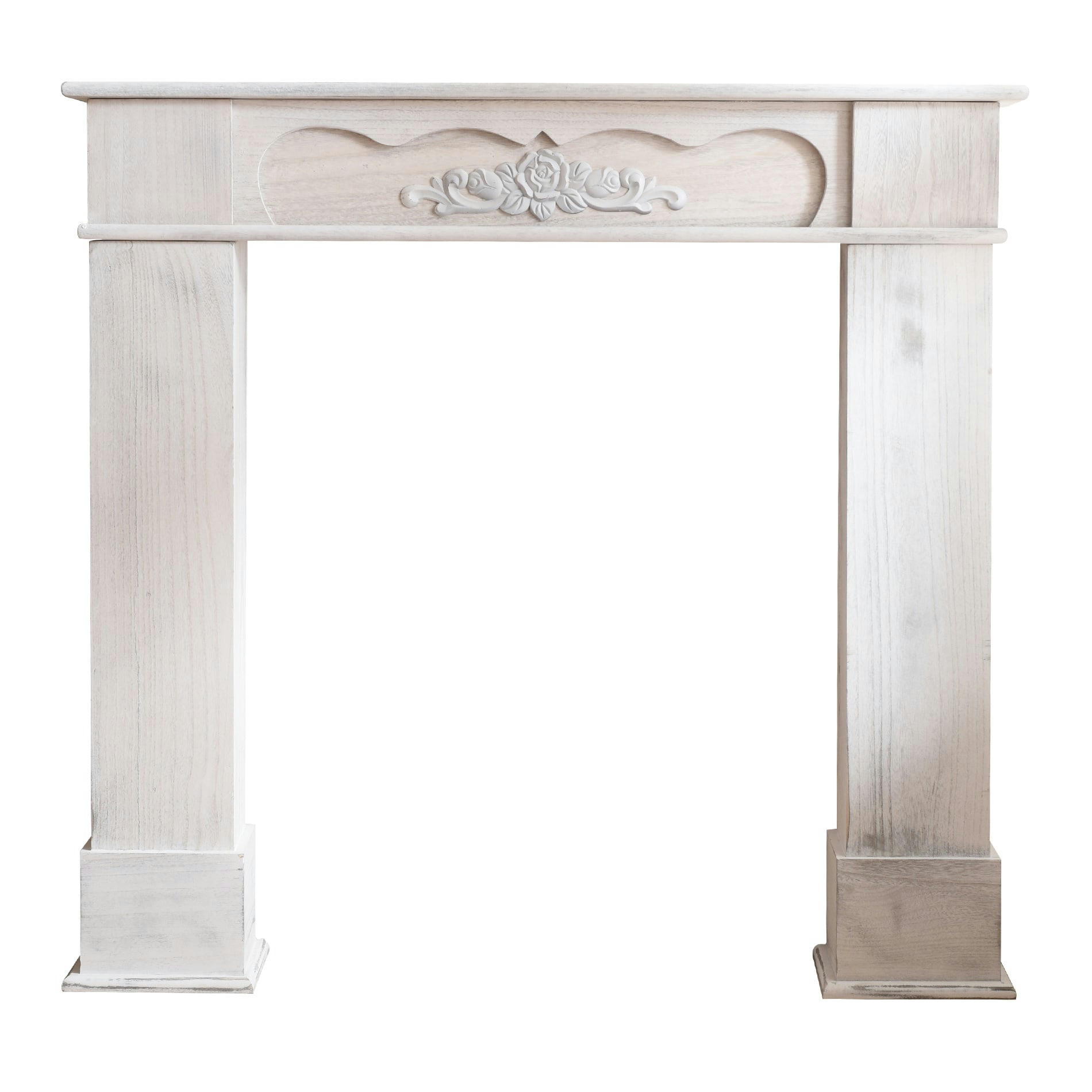 NATURAL - Manteau de cheminée 104x99x21 cm en paulownia blanc