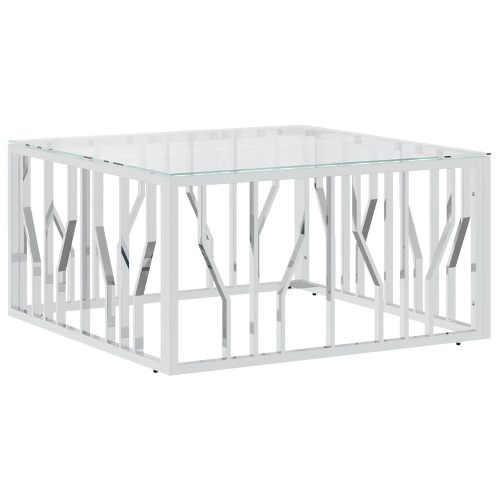Stolik Kawowy Ława Stół Srebrny Metalowy 80x80x40 Do Salonu Do Pokoju