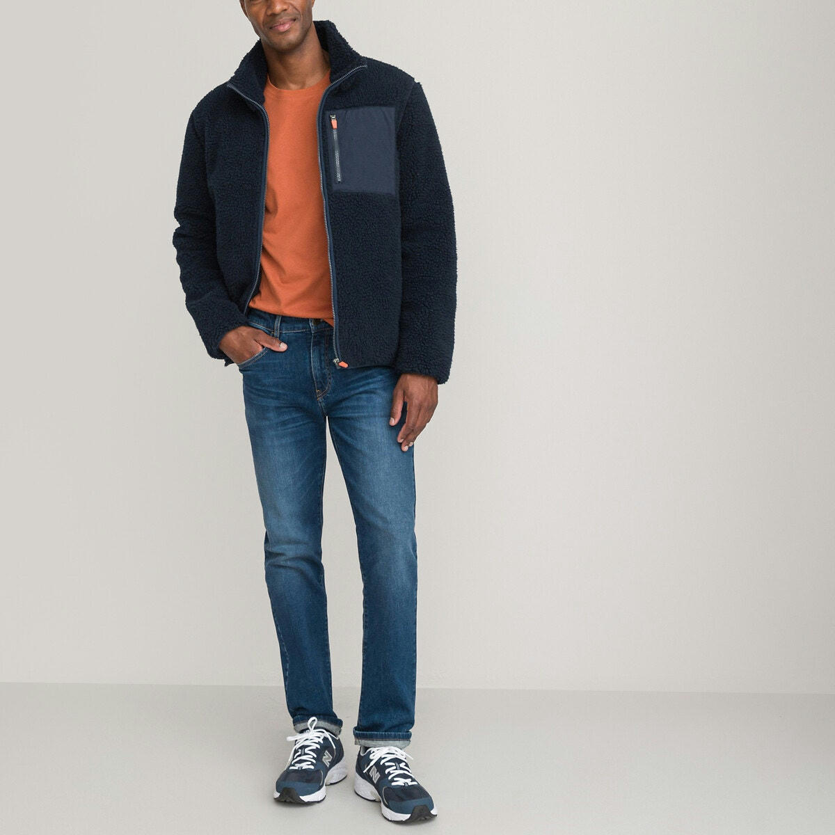 Blouson Sherpa court, col montant