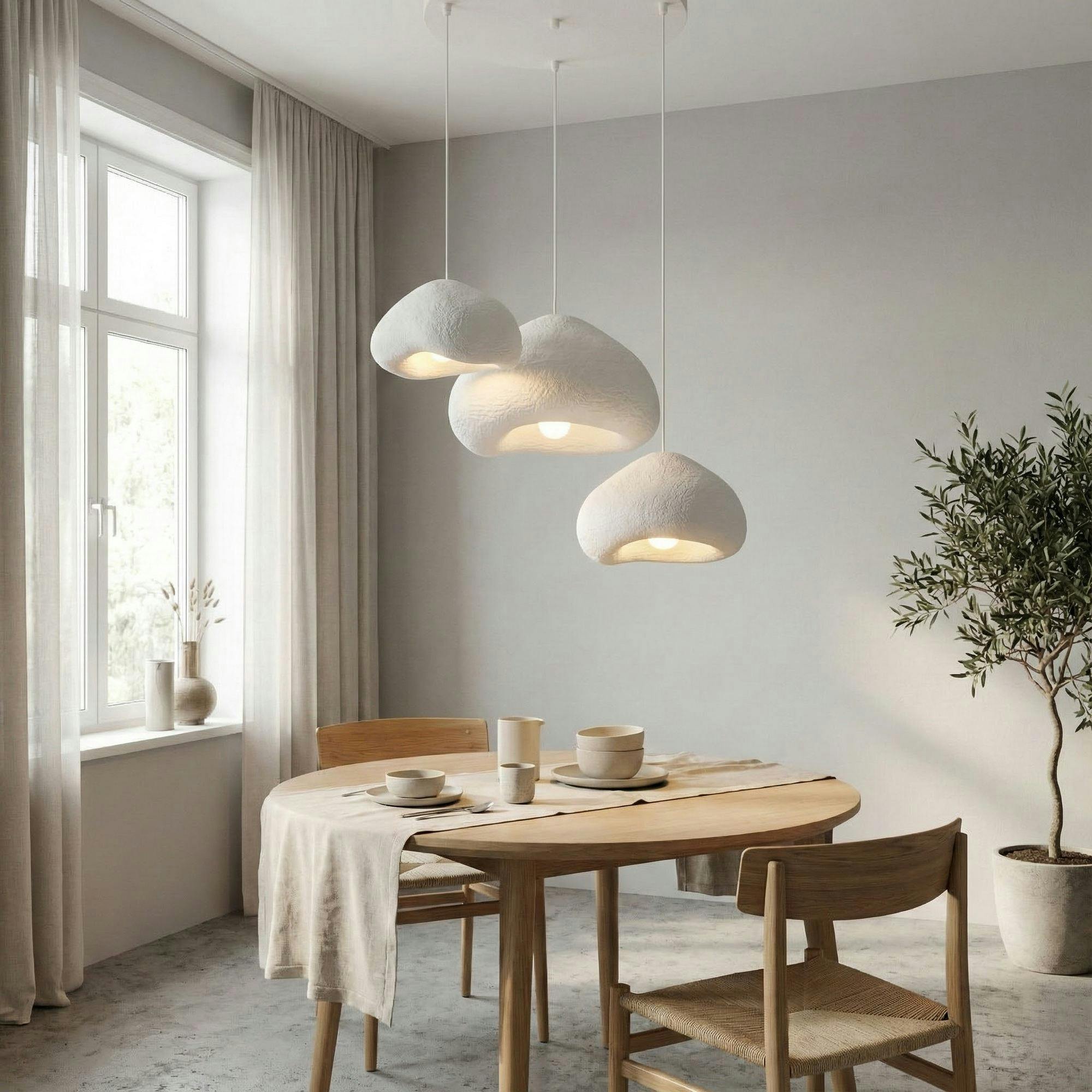 Suspension blanche design 3 abat-jour 82 cm NOXIS