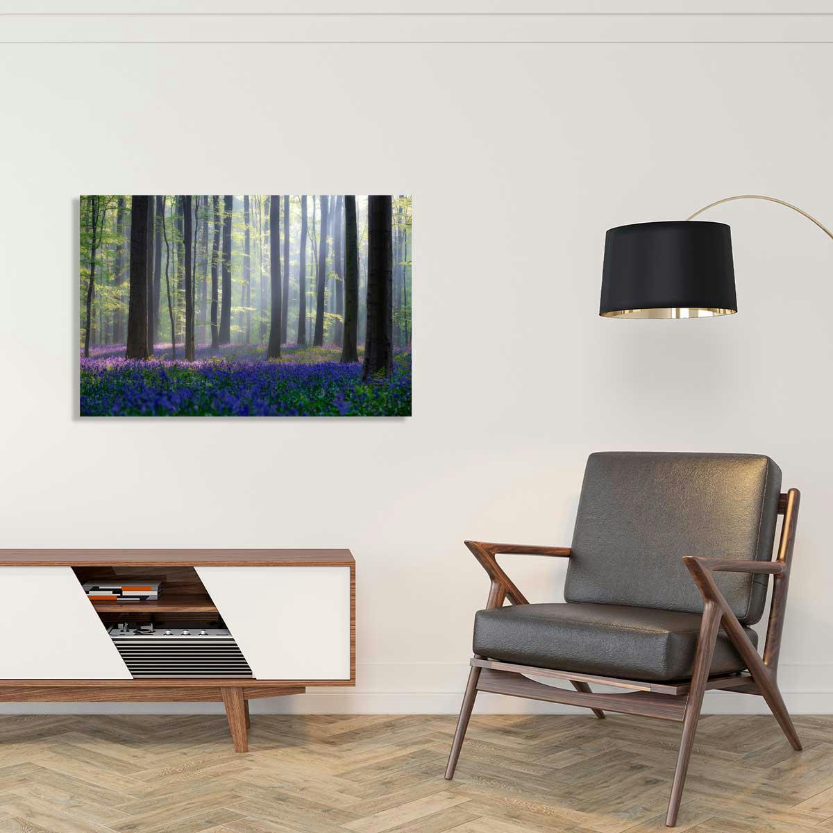 - Tableau nature jacinthes et sous-bois imprimé sur alu 45x30cm