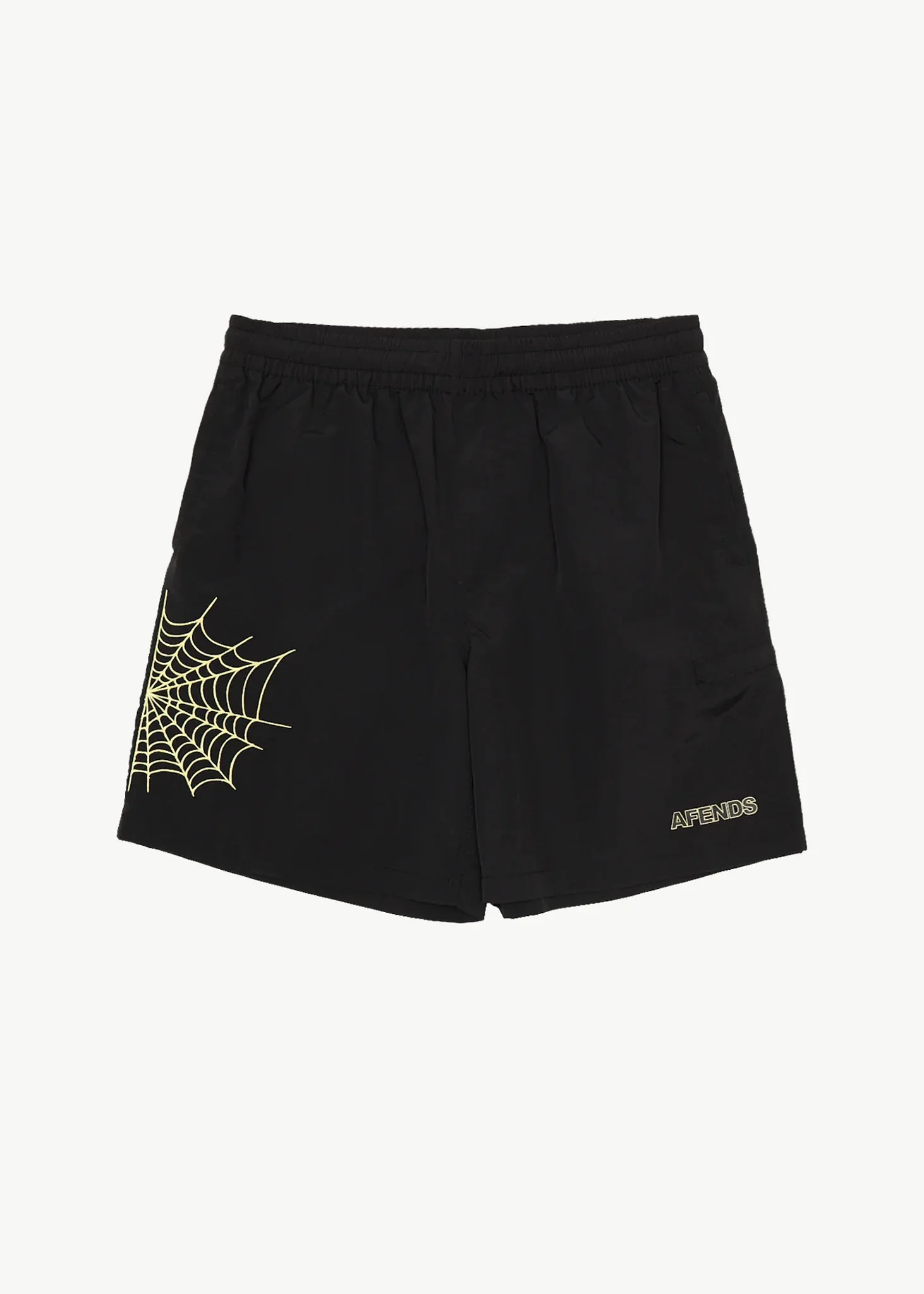 AFENDS Mens Webhead - Baywatch Swim Short 18 - Black