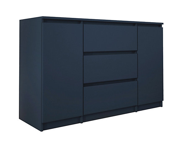 Commode 2 portes 3 tiroirs, 120 x 78 x 39 cm, couleur: marine