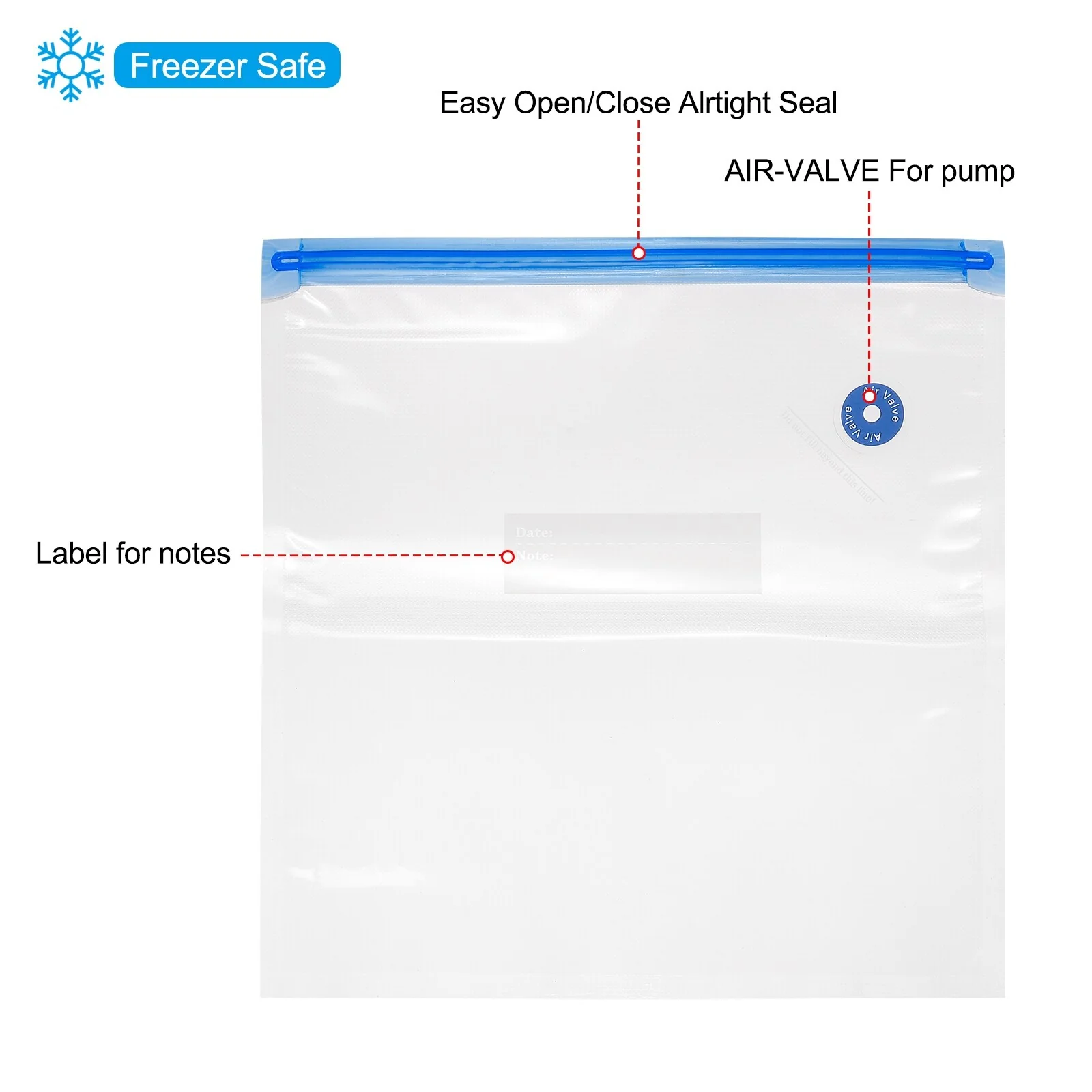 10pcs Sous Vide Bags Reusable Vacuum Food Storage Zipper Bags 28cm x 26cm - White