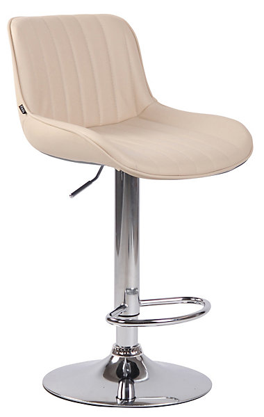 Lot De 2 Tabourets De Bar Lentini Similicuir, Chaise Haute De Bistrot Avec Repose-pieds Hauteur Réglable Pivotant Crème/Chrome
