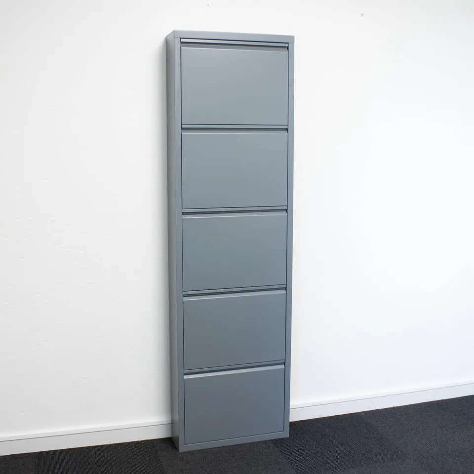 Hioshop Pisa schoenenkast grijs metaal met 5 vakken