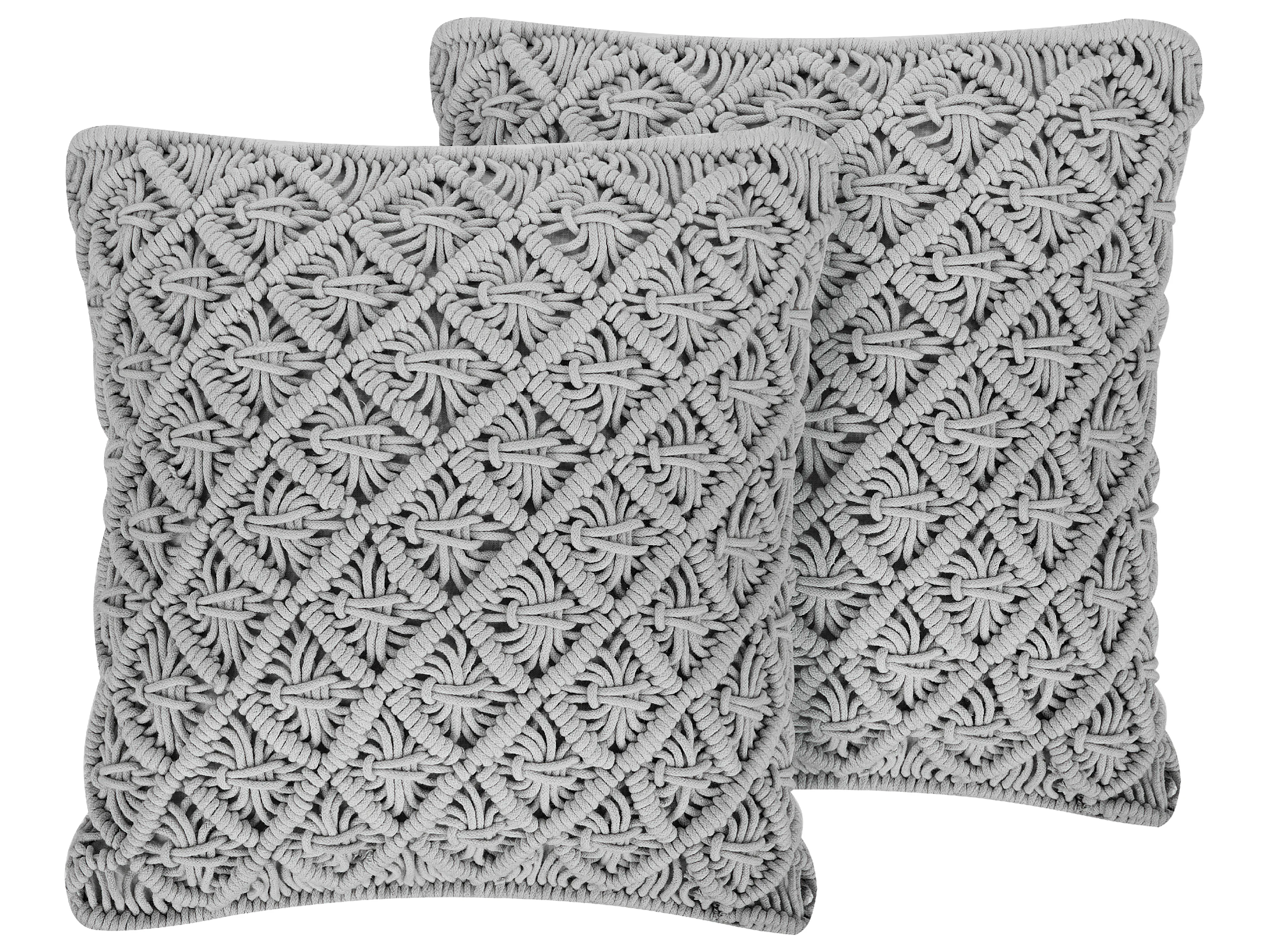 Throw Cushion KIZKALESI Cotton 45 x 40 cm Grey Geometric Pattern