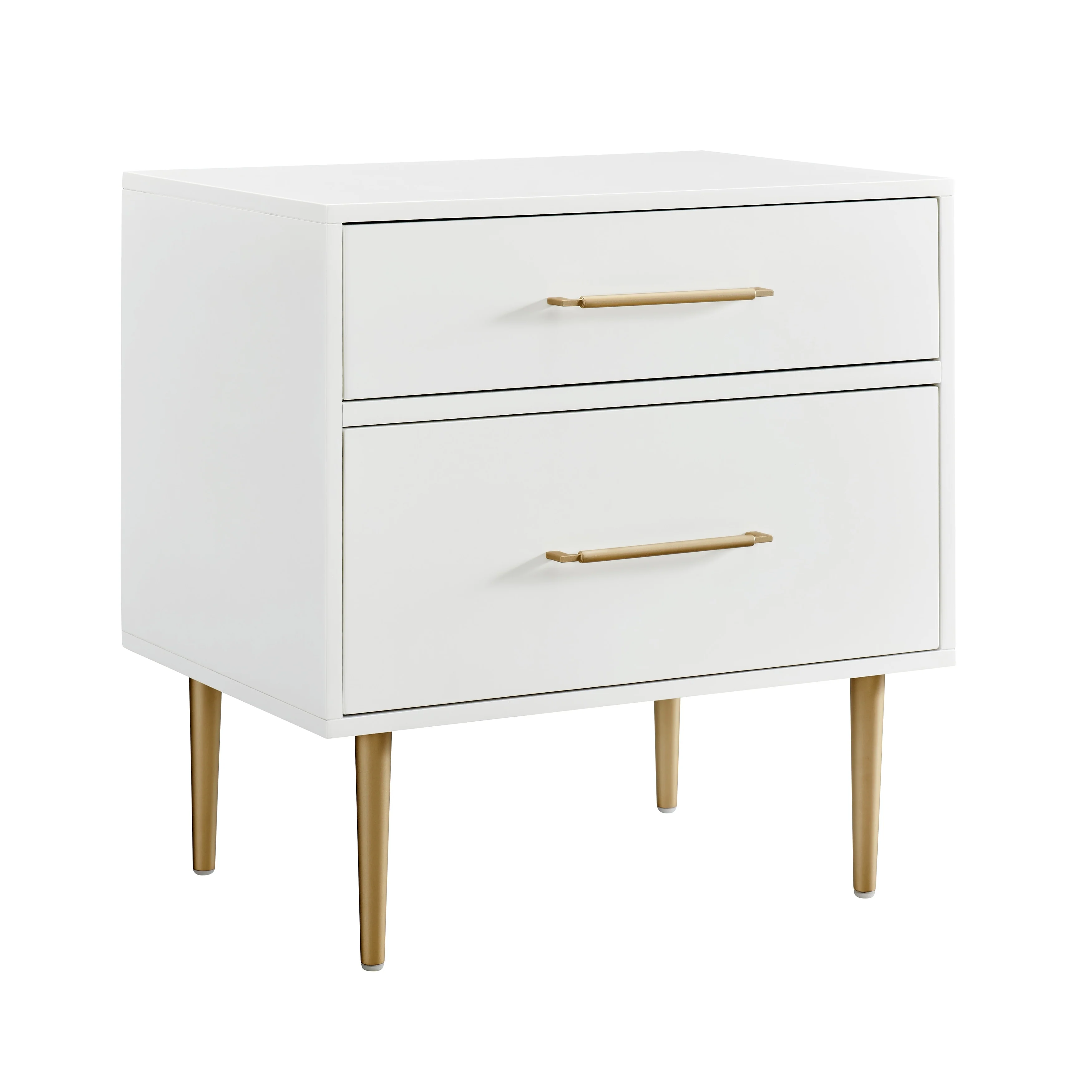 Sylvia White and Gold 2-drawer Nightstand Side Table