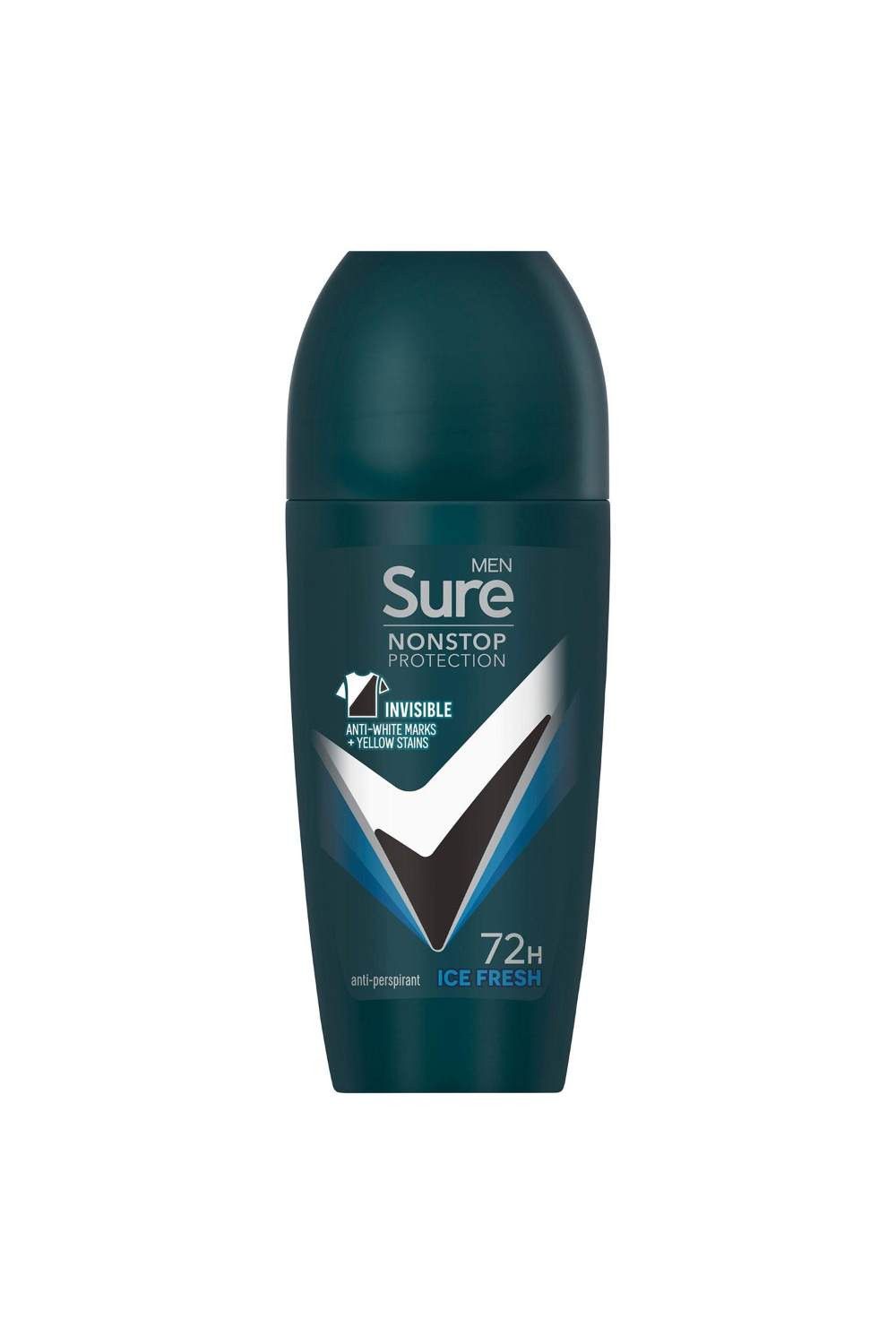 Sure Men 'Anti-Perspirant Roll On' 72H Nonstop Protection Ice Fresh, 6x50ml