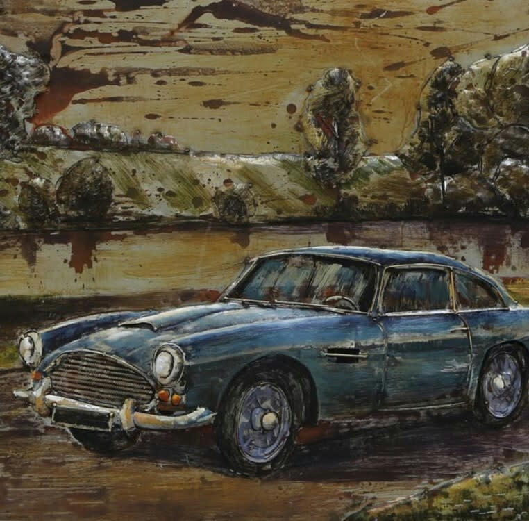 MÉTAL BRASS - Tableau relief en métal aston martin db5 120x80