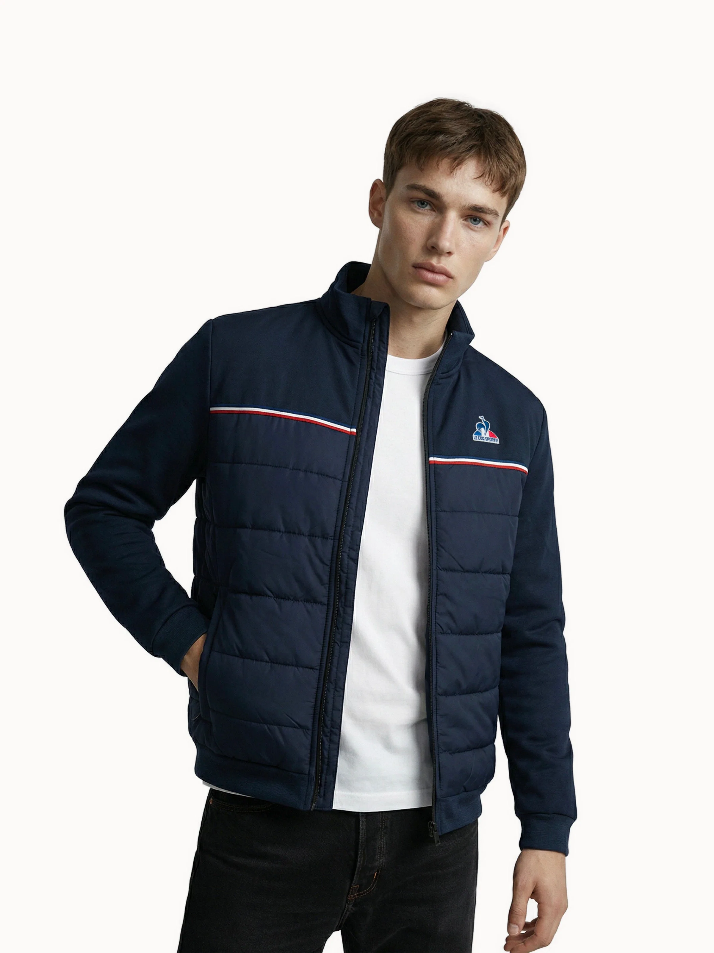 Veste bi-matière matelassée et jersey technique