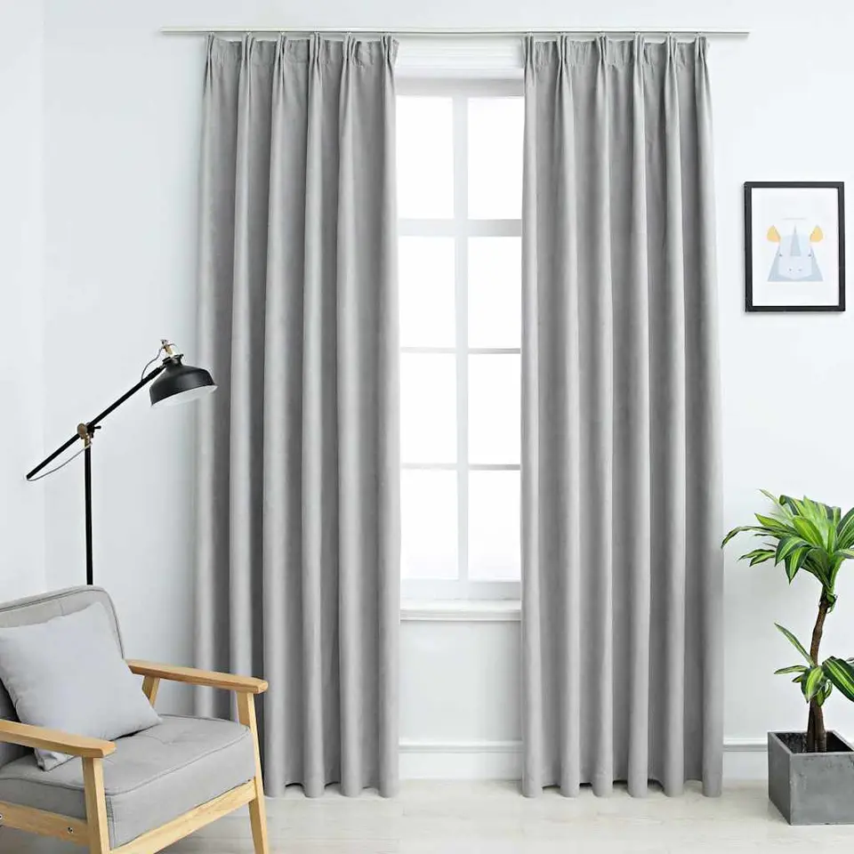 vidaXL - Gordijn - Grijs - Stof - 140 x 245 cm - 2 stuks