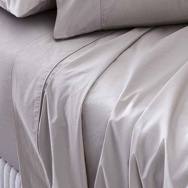 Fresh Cotton Percale Cloud Grey Sheet Separates