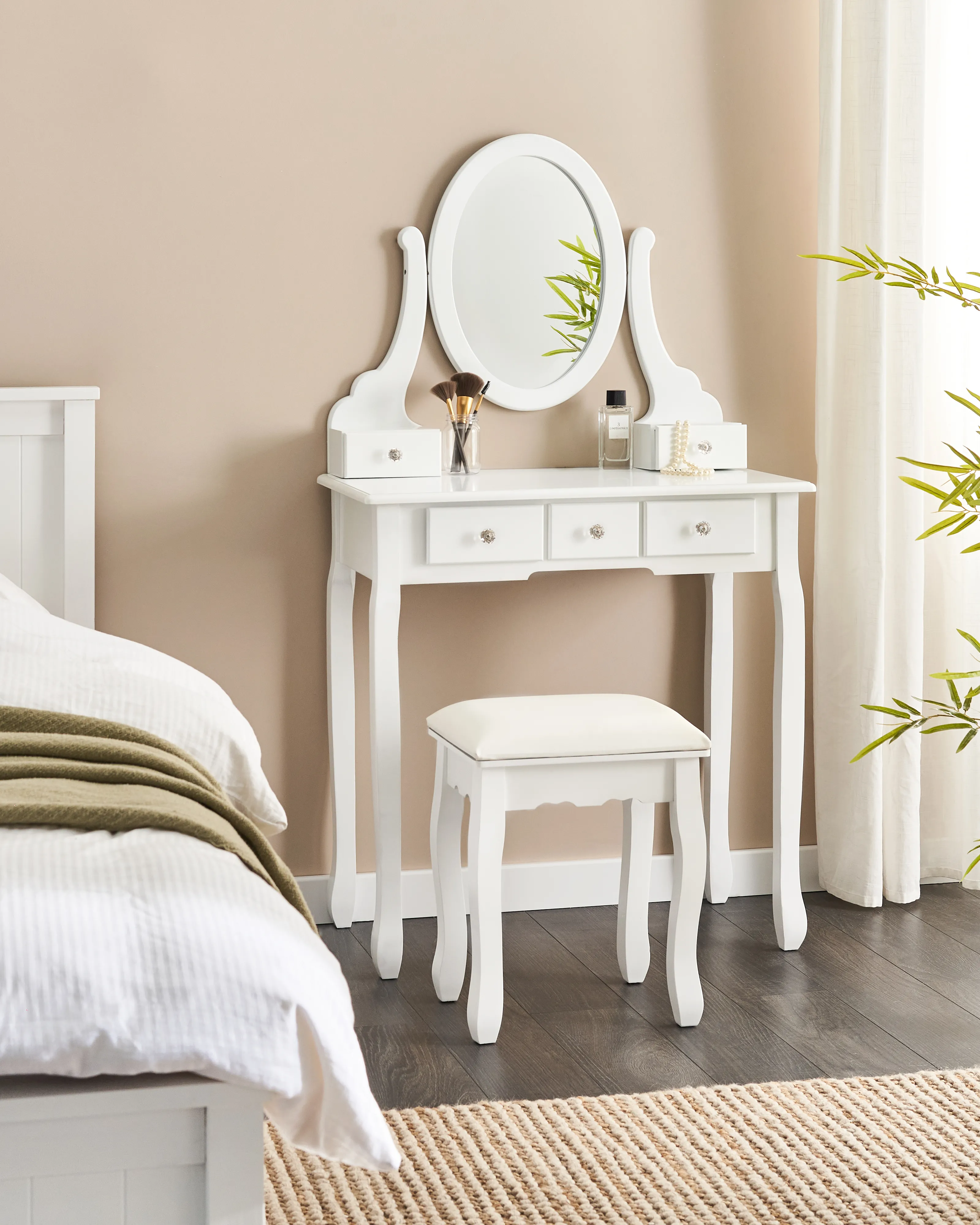 Dressing Table with Mirror and Stool GALAXIE White