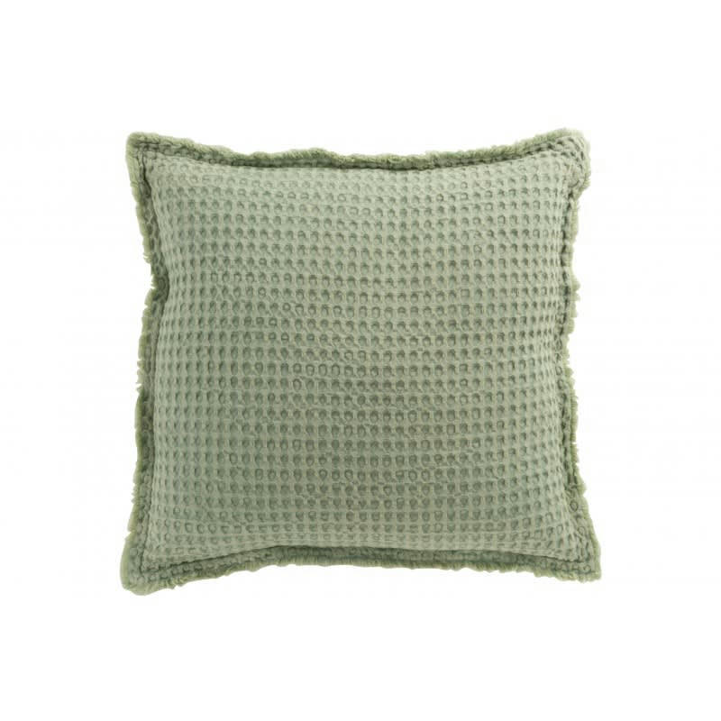GAUFRE - Coussin coton vert clair 50x50