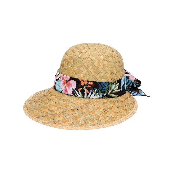Hut »Katryn«, natur, schwarz florales Band
