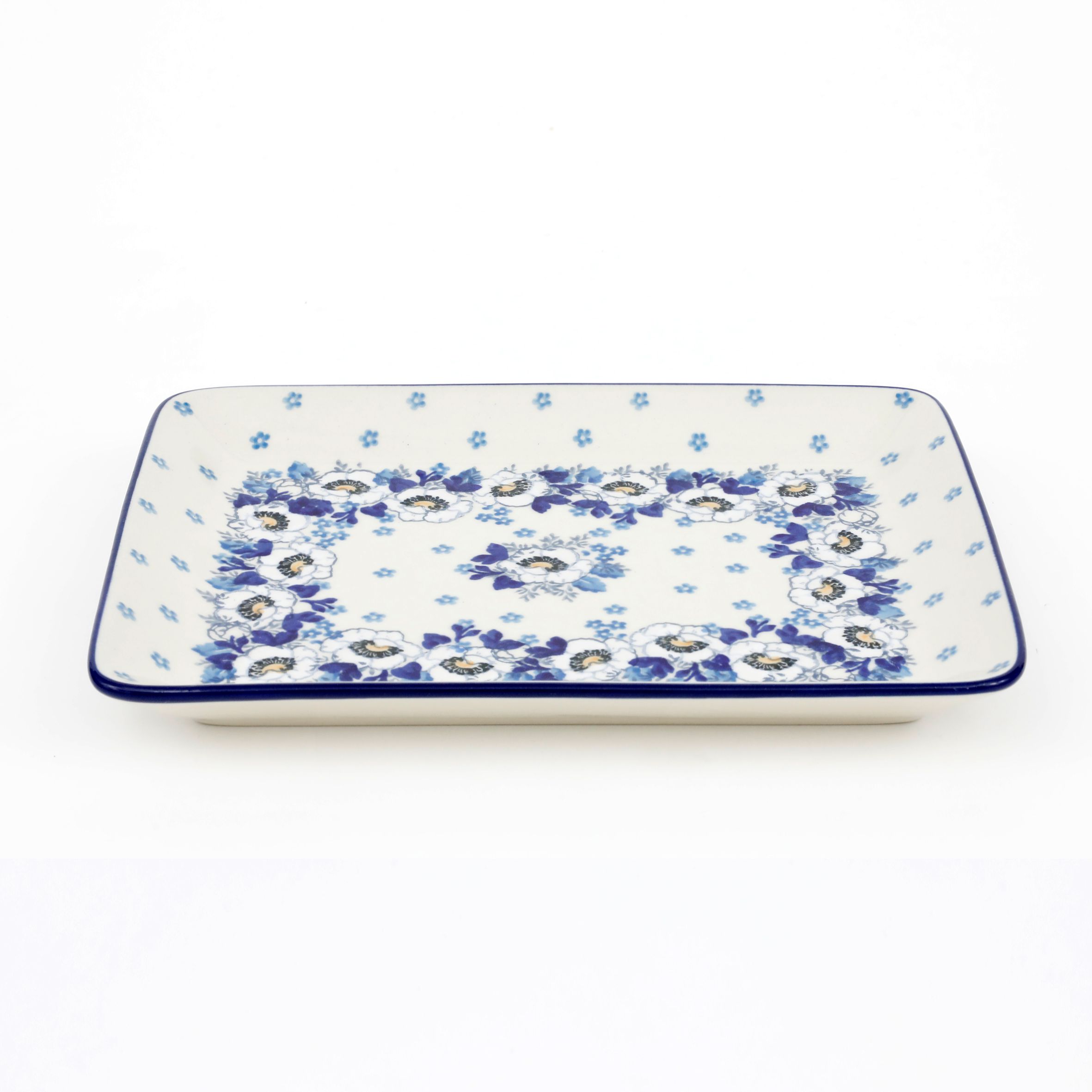 Tacka ceramiczna 111 24/18cm  2222X Biało-niebieskie anemony