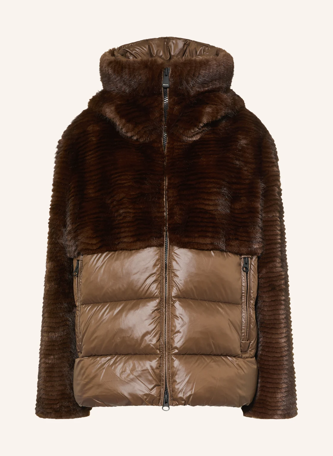 Blauer Kunstfell-Jacke FANEVIL im Materialmix