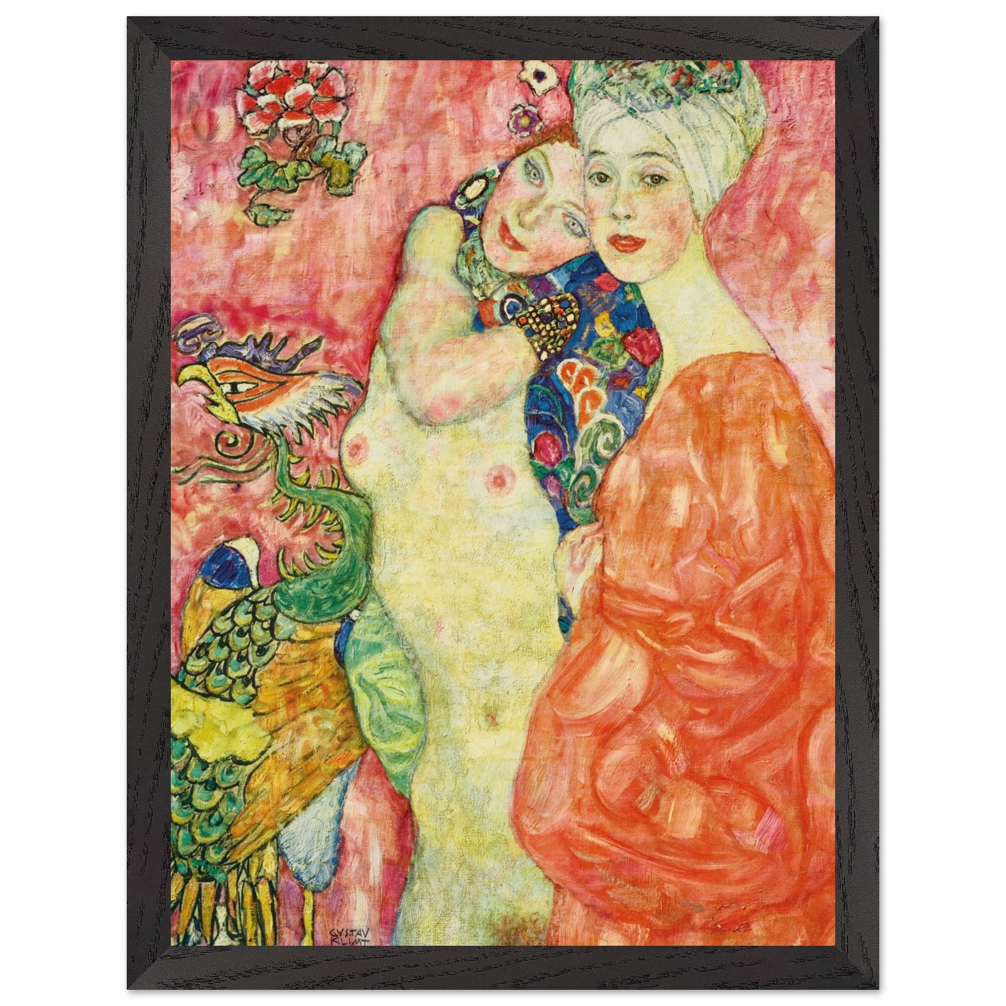 Artfulprints Poster met Lijst Gustav Klimt - The women friends  - 30x40 cm - Roze