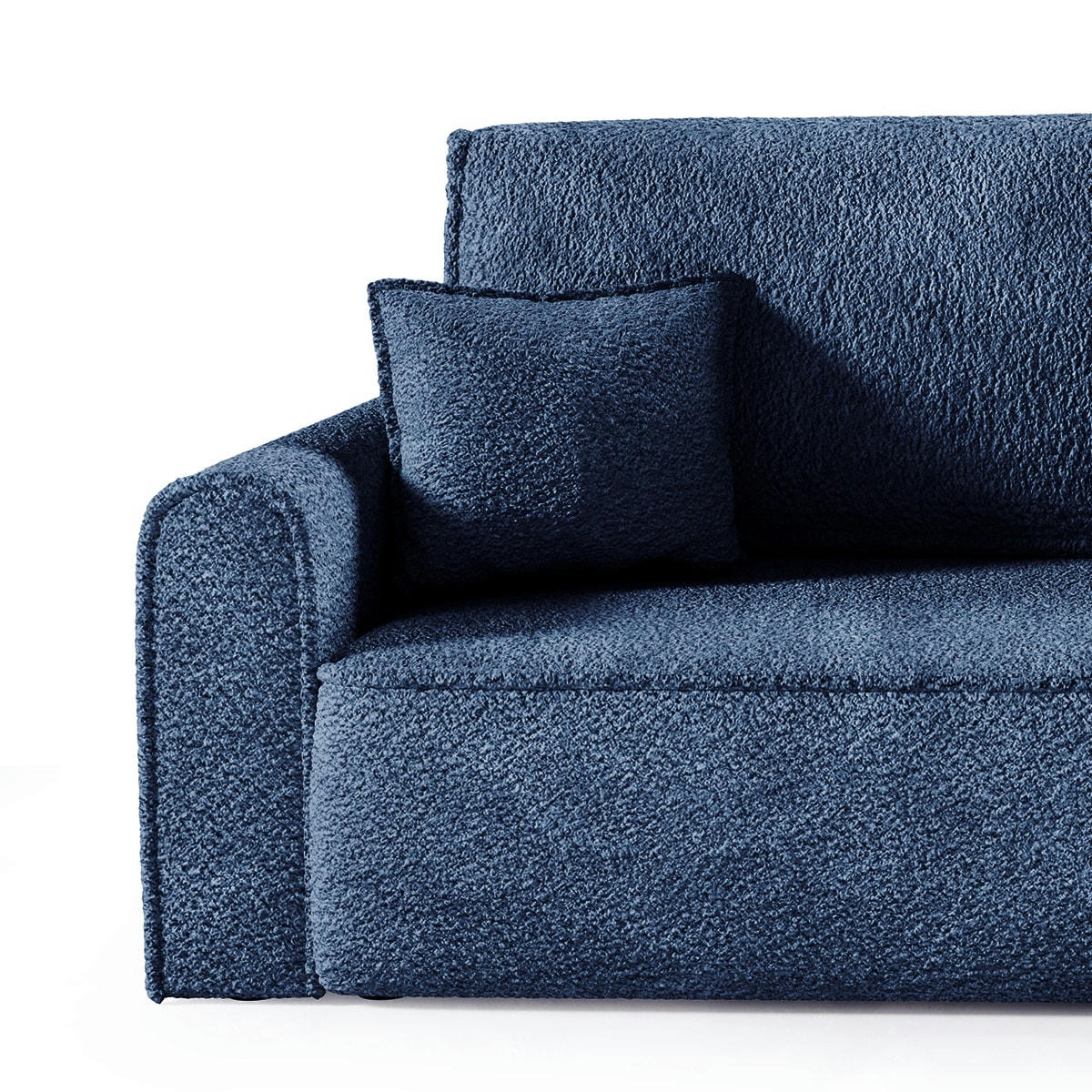 - Canapé convertible 3 places coffre bouclé bleu