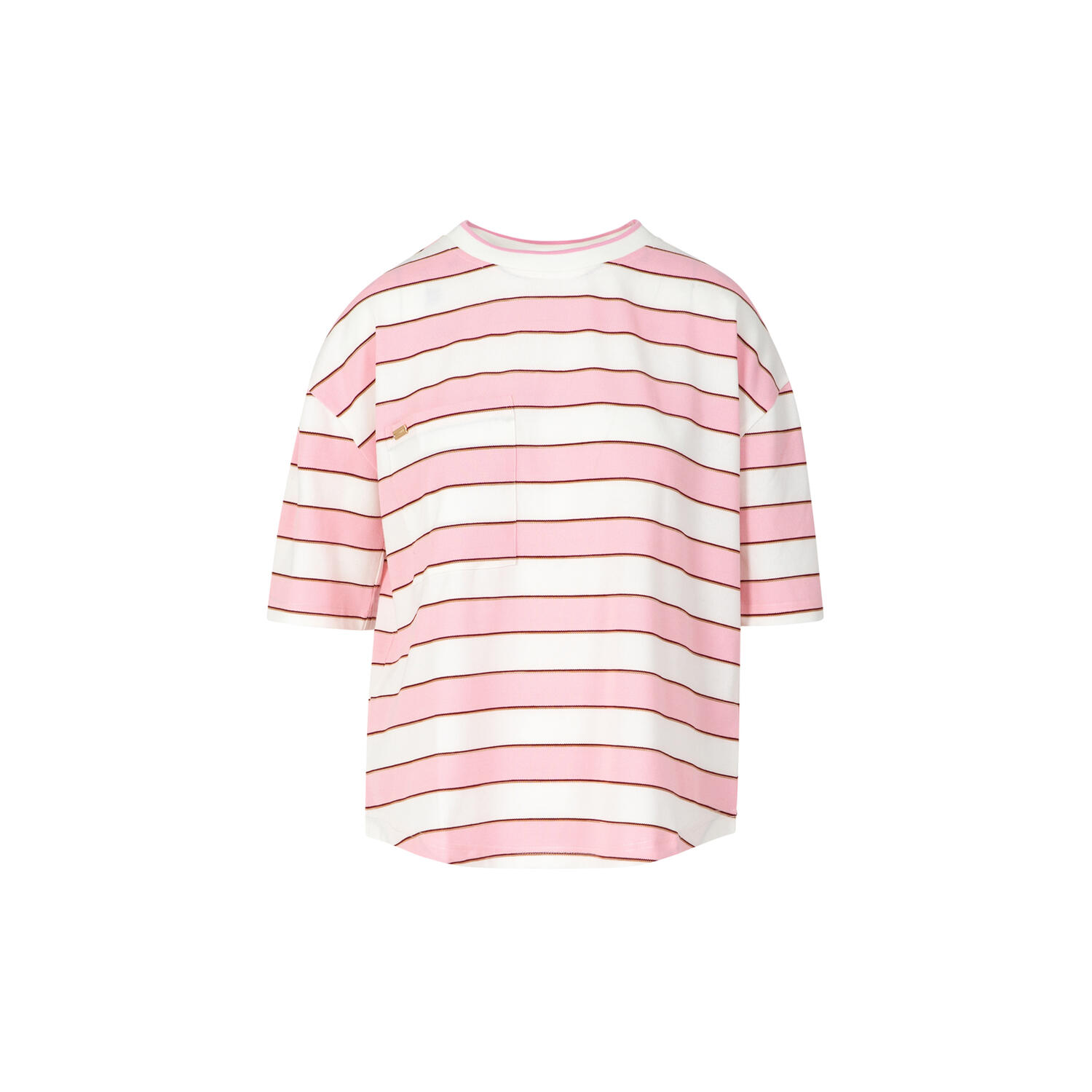Jersey rib t-shirt, white/pink stripe