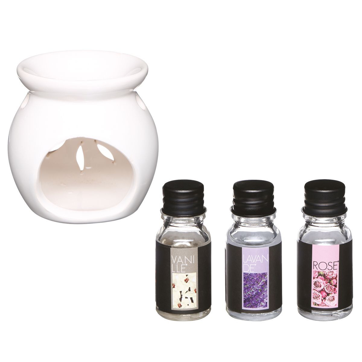 Kominek do aromaterapii ceramiczny 3 olejki zapachowe