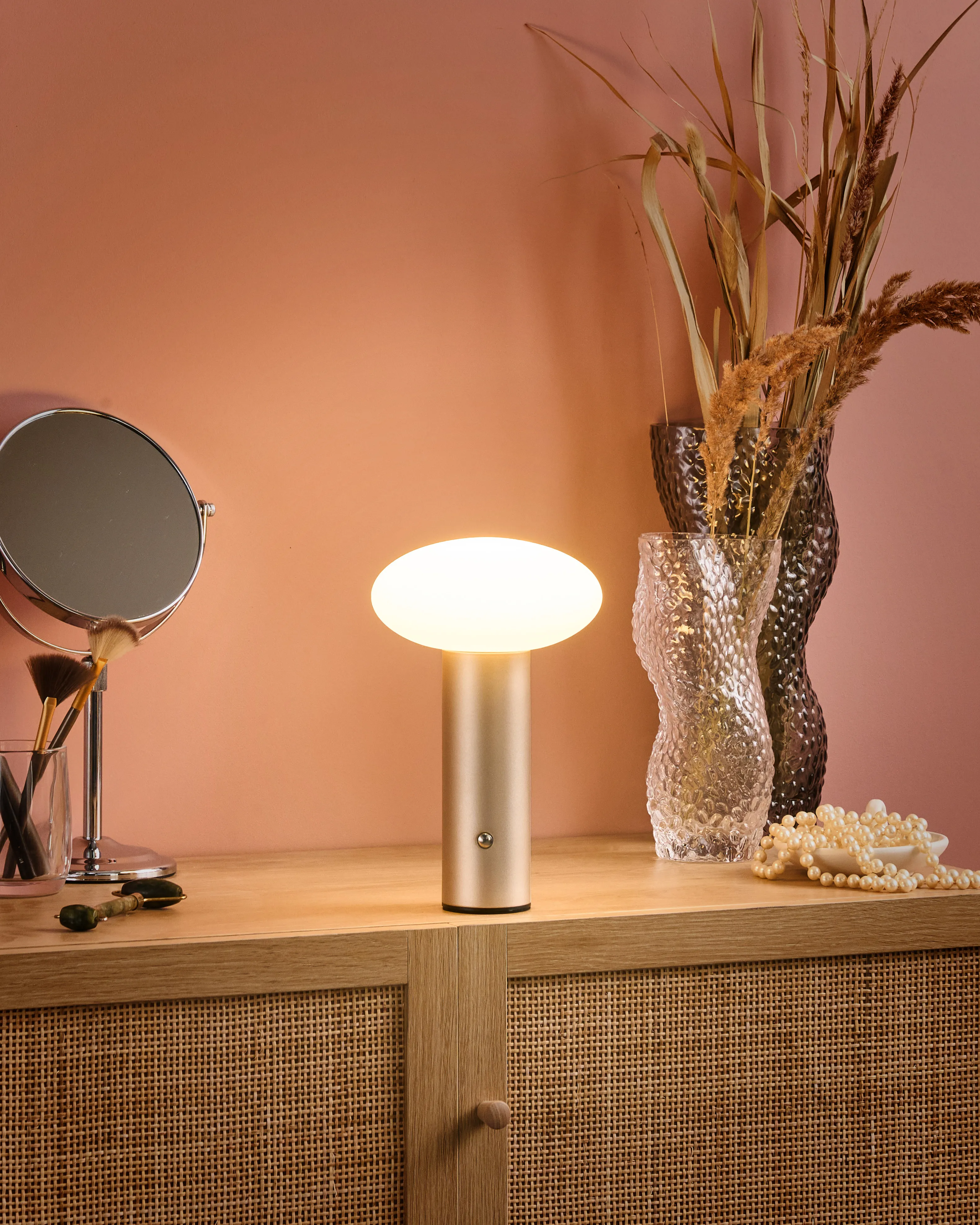 Wireless LED Table Lamp BUAYAN with Dimmer Metal Gold