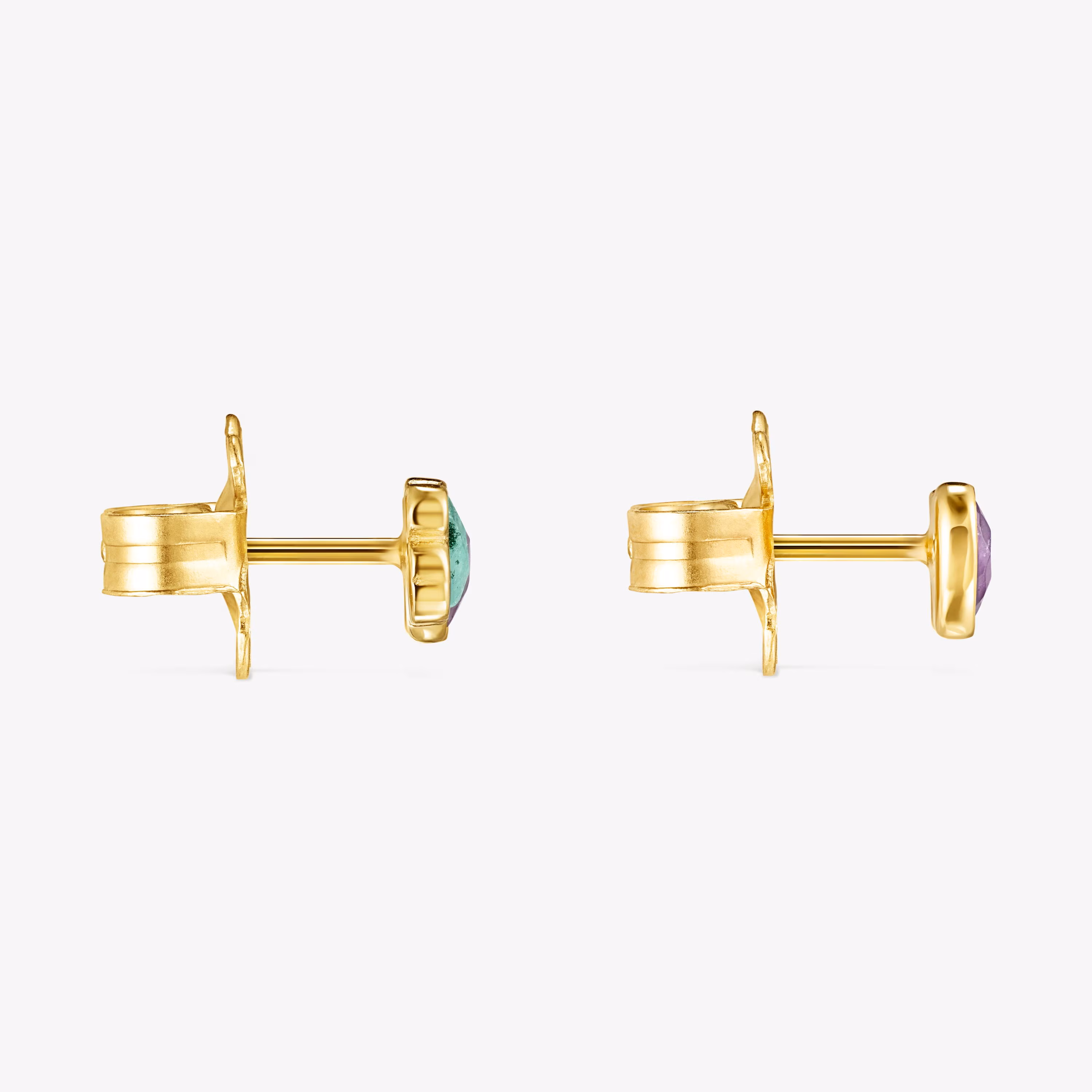Pendientes con baño de oro 18 kt sobre plata y amazonita y amatista Glory