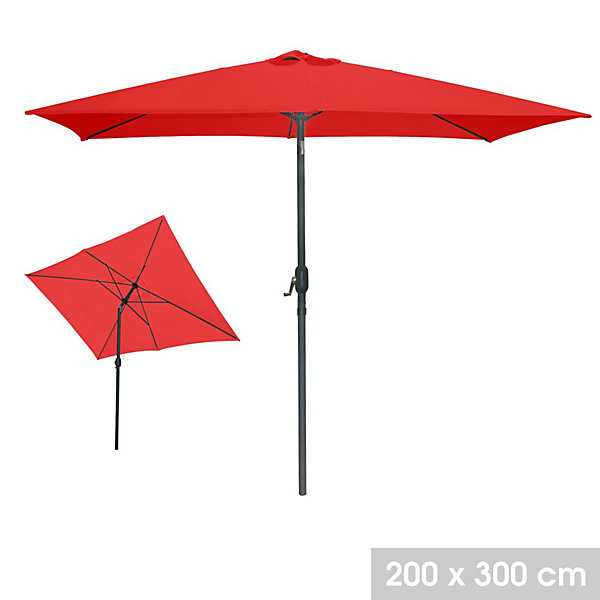 Parasol inclinable rectangulaire rouge 200x300x250 cmToile 180 g/m² déperlante