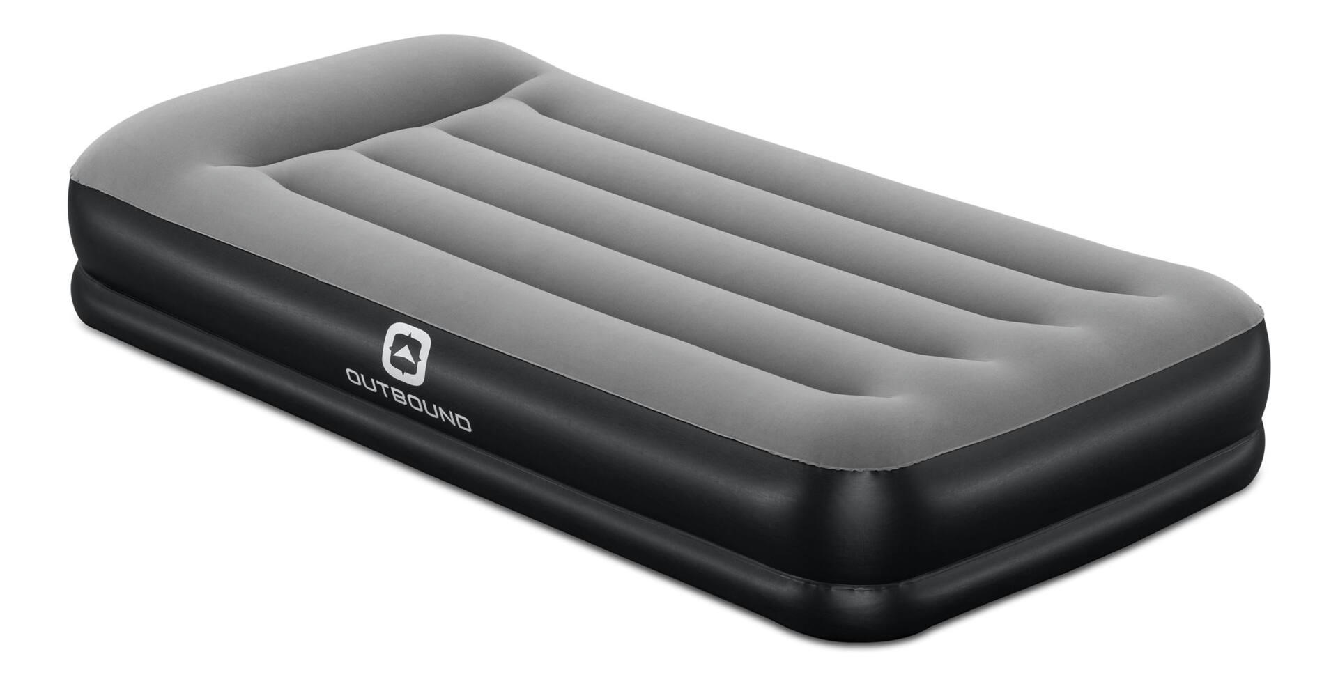 Outbound Double High Flocked Airbed, Twin, Grey