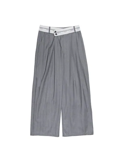 Pleated Angled Waist Printed Pants - 25WDB283D