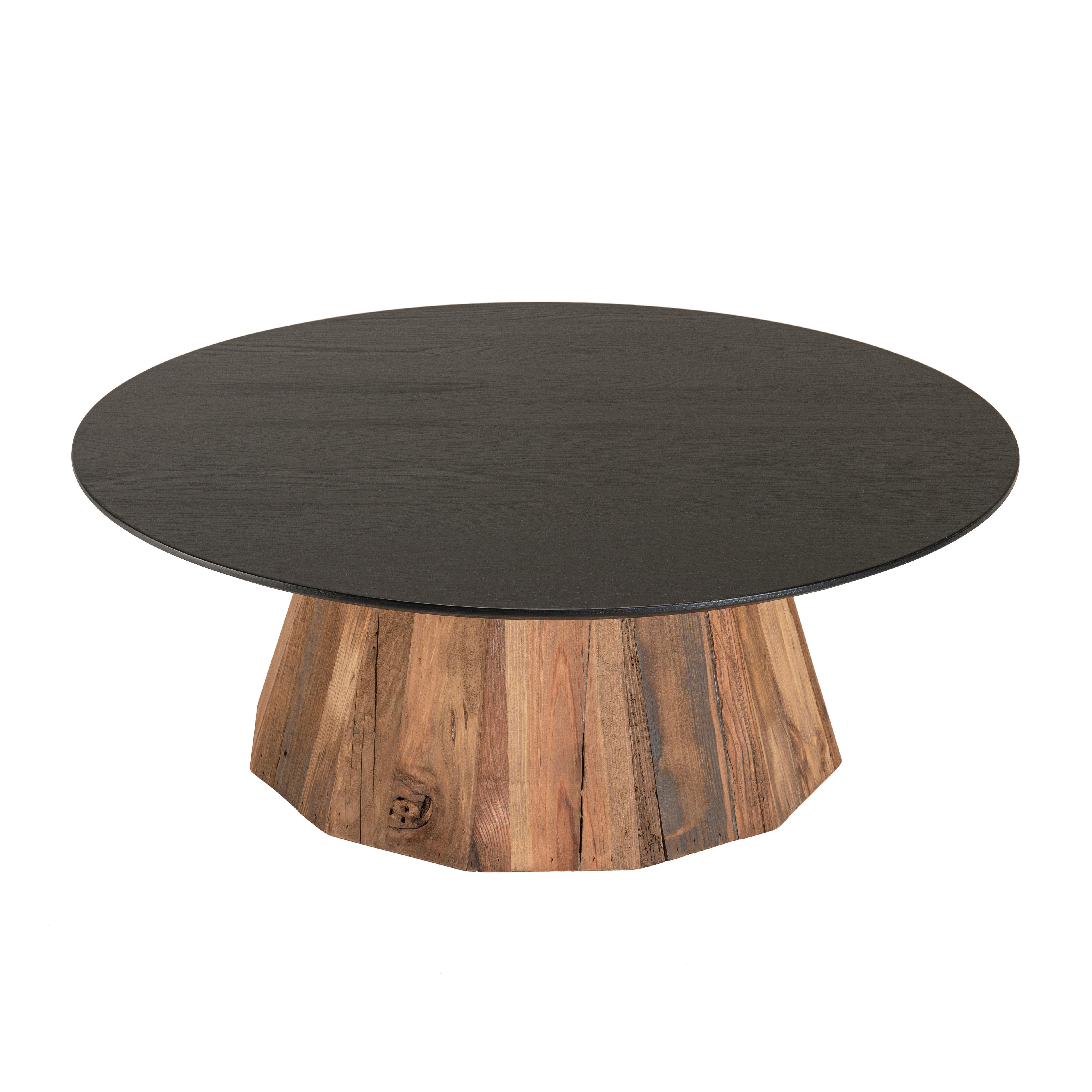 Table basse ronde bois recyclé pin CRACOVIE