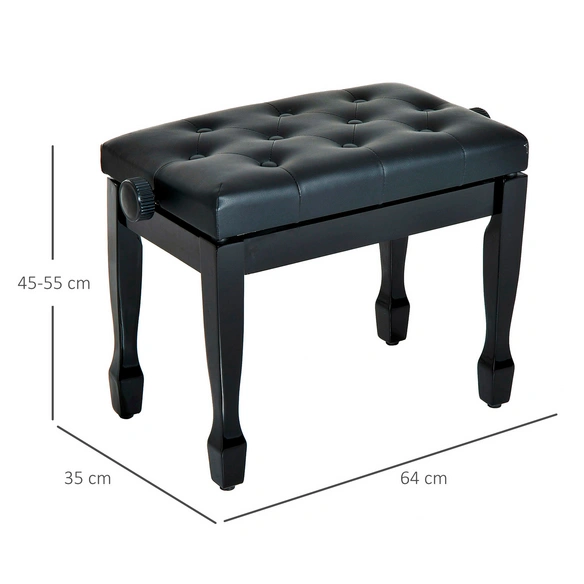 Sitzbank, höhenverstellbar, LxBxH: 64x35x45-55 cm, schwarz