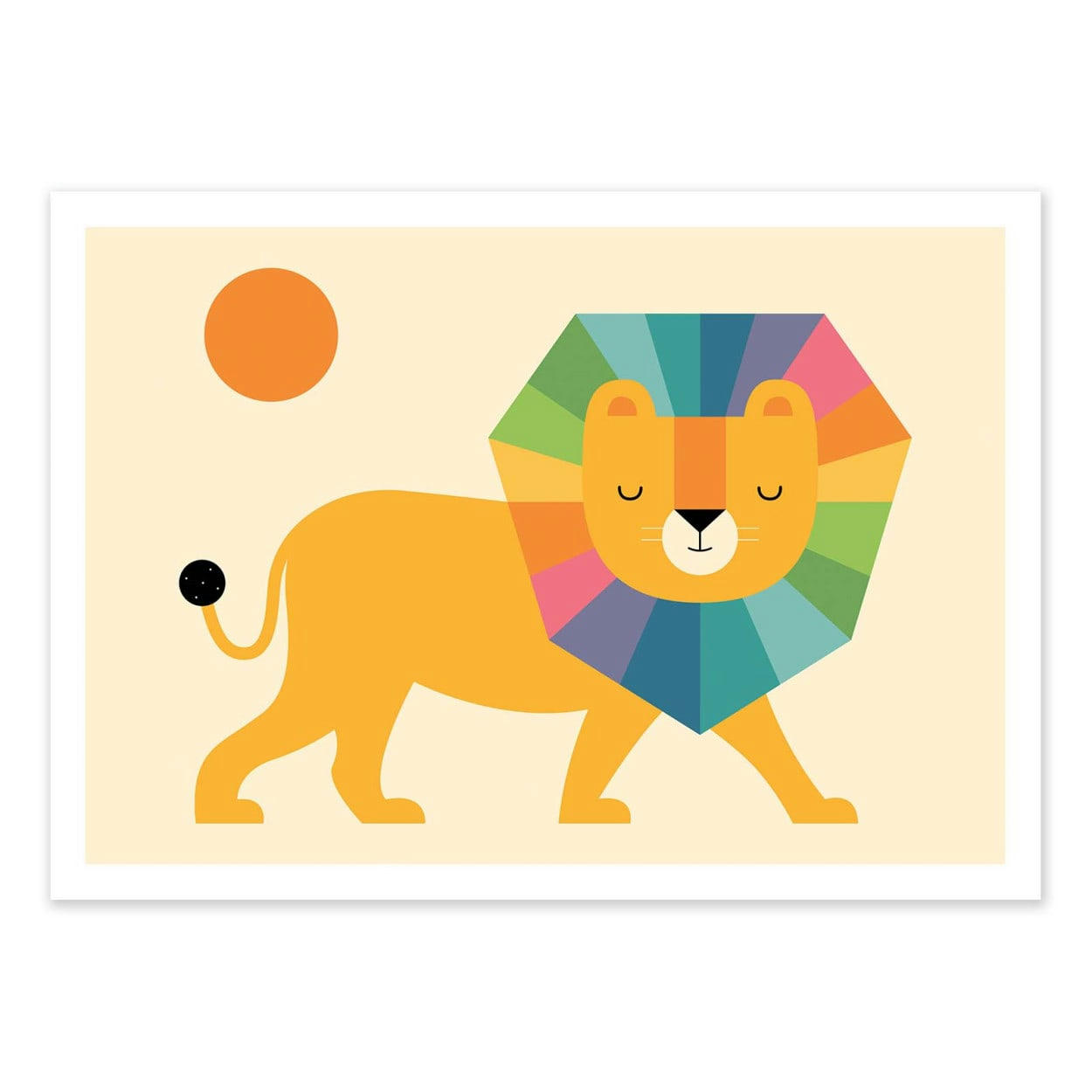 ANDY WESTFACE - LION SHINE -  Affiche d'art avec Cadre bois noir - 30 x 40 cm