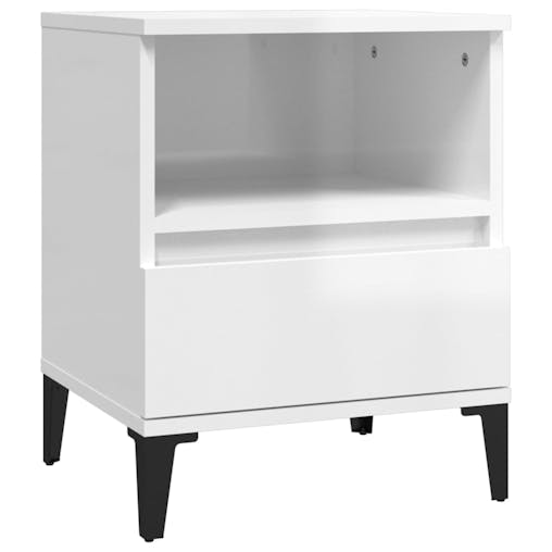 NNEVL Bedside Cabinets 2 pcs High Gloss White 40x35x50 cm