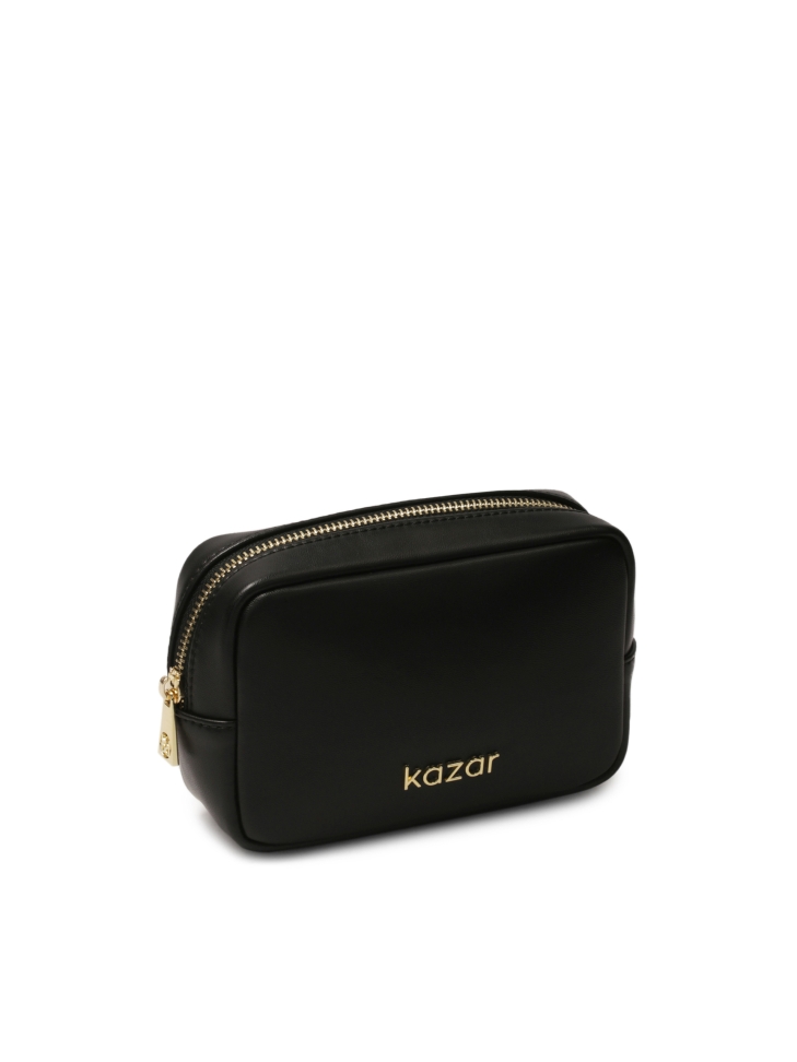 Small black travel makeup bag